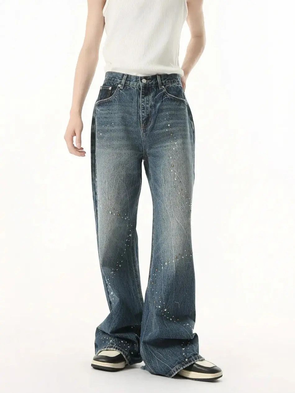 Japanese Brand Retro loose fringed wide leg jeans Size US 32 / EU 48 - 4 Thumbnail
