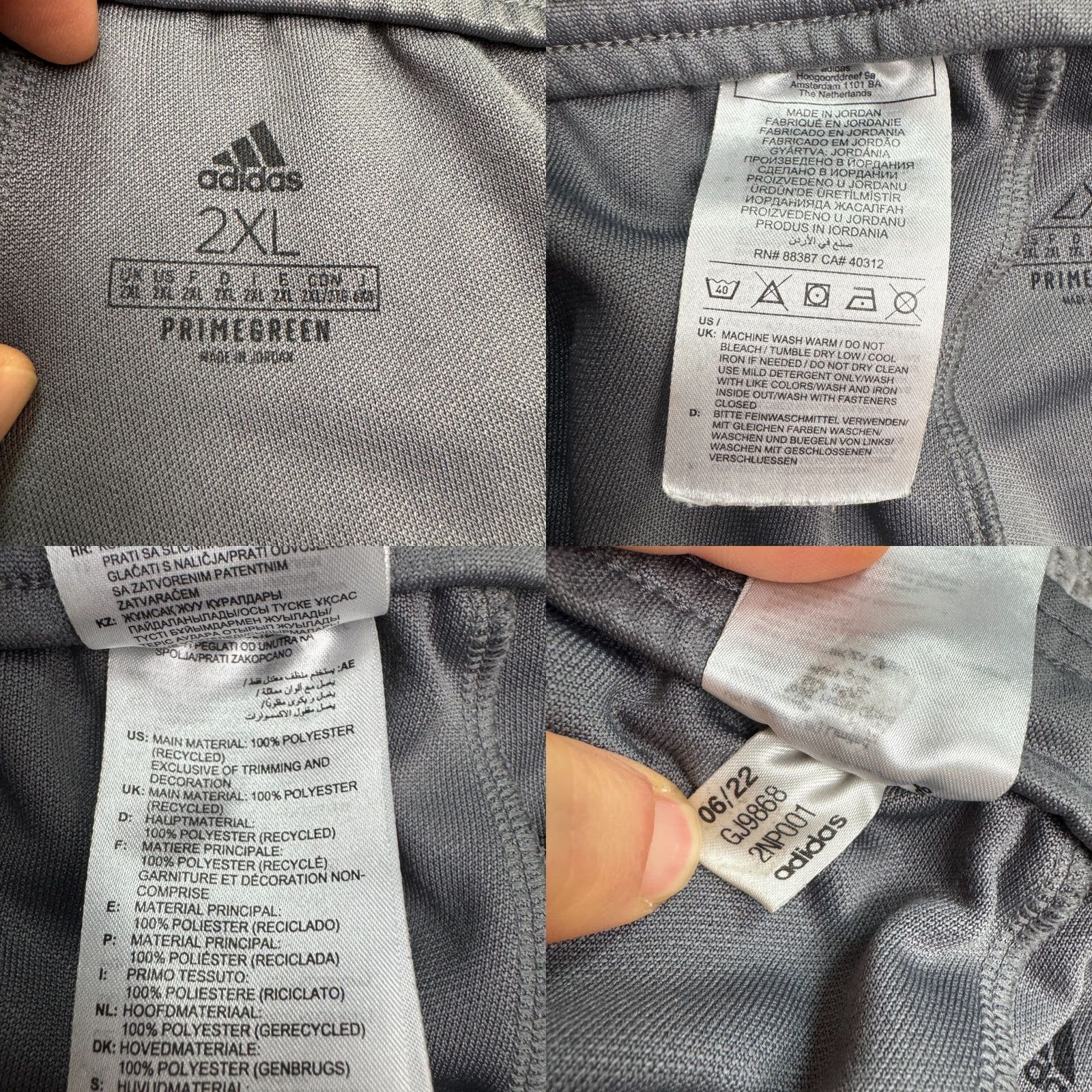 Adidas Adidas Aeroready Primegreen Track Pants Mens 2XL Gray White 3-Striped Activewear Size US 39 - 9 Thumbnail