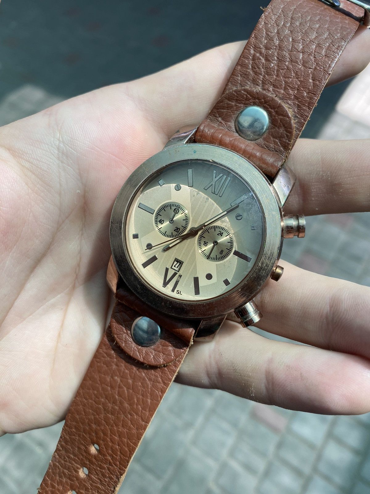 Jewelry Men's retro Watch. Brown Leather Size ONE SIZE - 5 Thumbnail