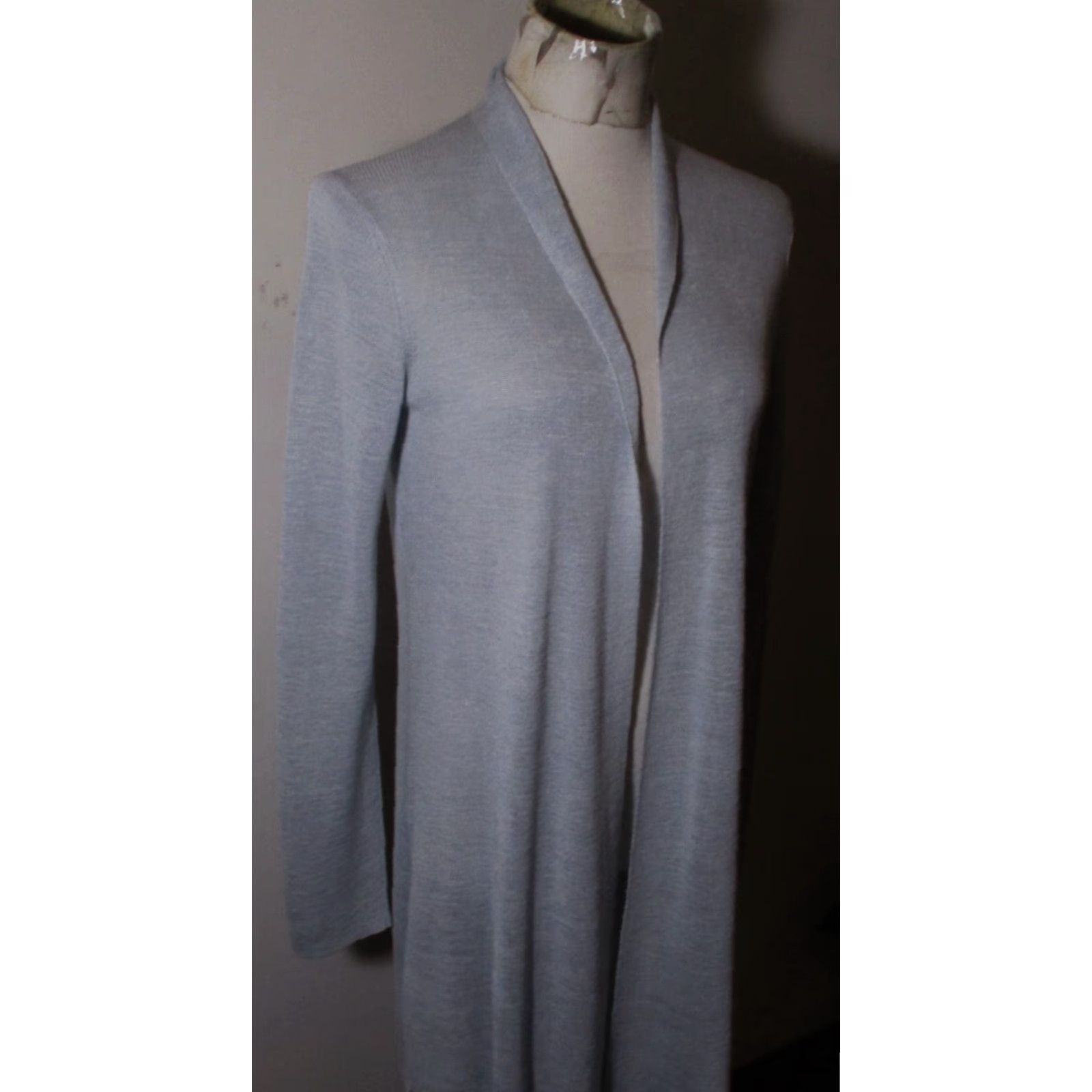 Eileen Fisher EILEEN FISHER Cardigan Duster Sweater Pewter Blue Tencel Linen Size S/P Women Knit Tunic Long Sleeve Size S / US 4 / IT 40 - 3 Thumbnail
