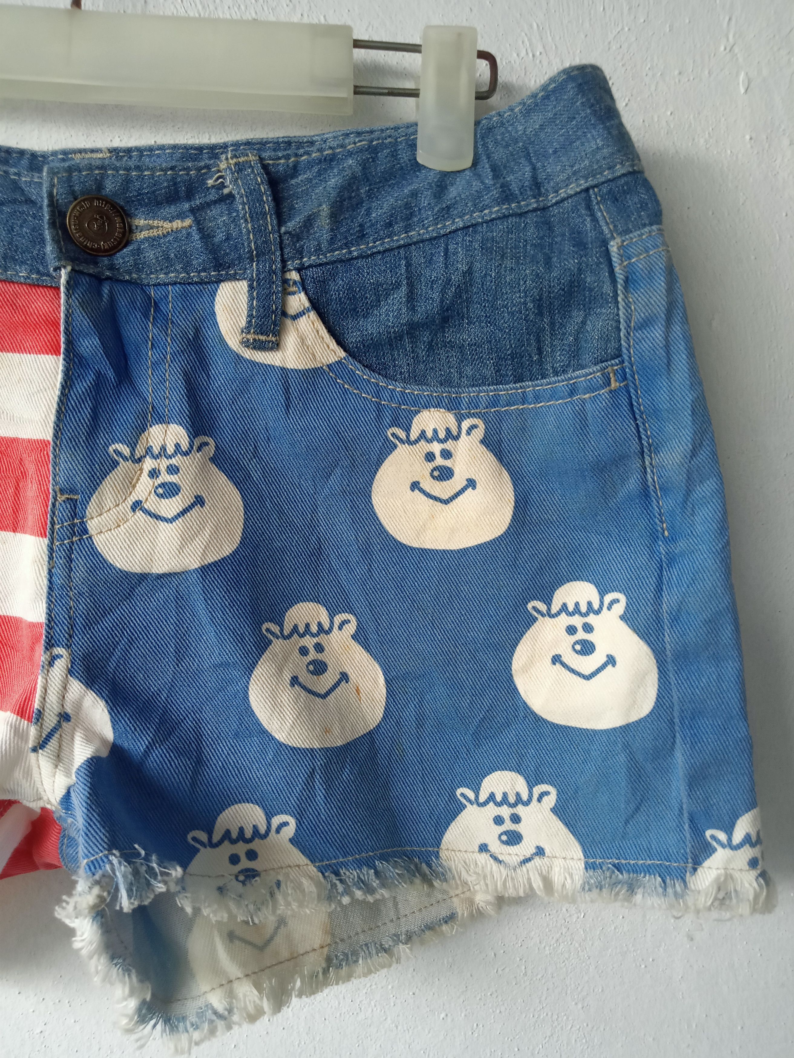 Seditionaries Japanese Brand Flag Print Cut Off Short Denim Size 29" - 2 Thumbnail