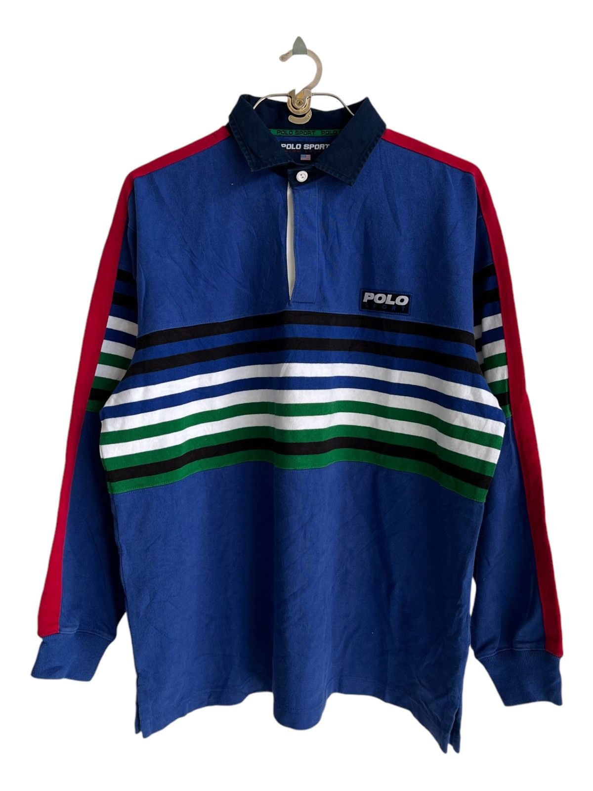 Polo Ralph Lauren 1990s Polo Sport Hi Tech Snow Beach Multicolor Rugby Shirt Size US L / EU 52-54 / 3 - 3 Thumbnail