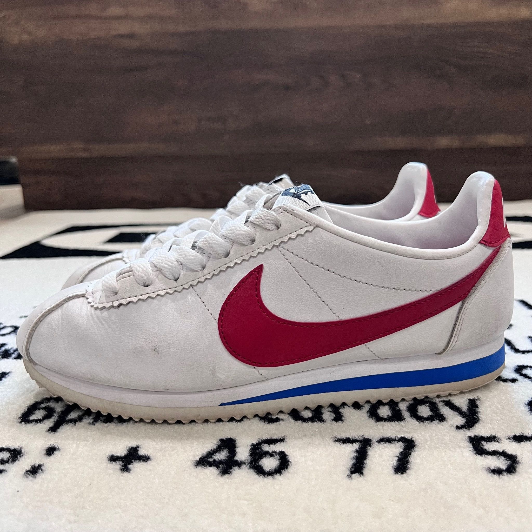 Nike Classic Cortez FOREST GUMP Women US 6.5 Blue Red White