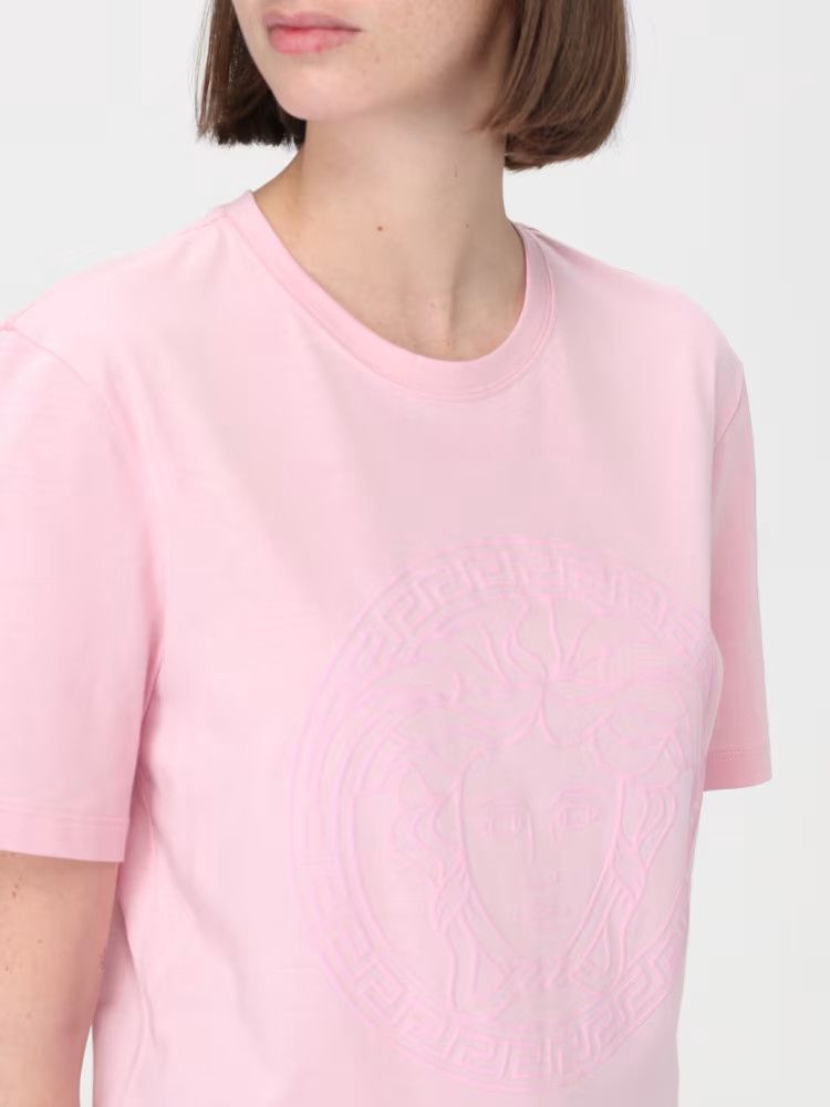 Versace o1y0226 Logo Crewneck T-Shirt in Pink Size S / US 4 / IT 40 - 5 Thumbnail