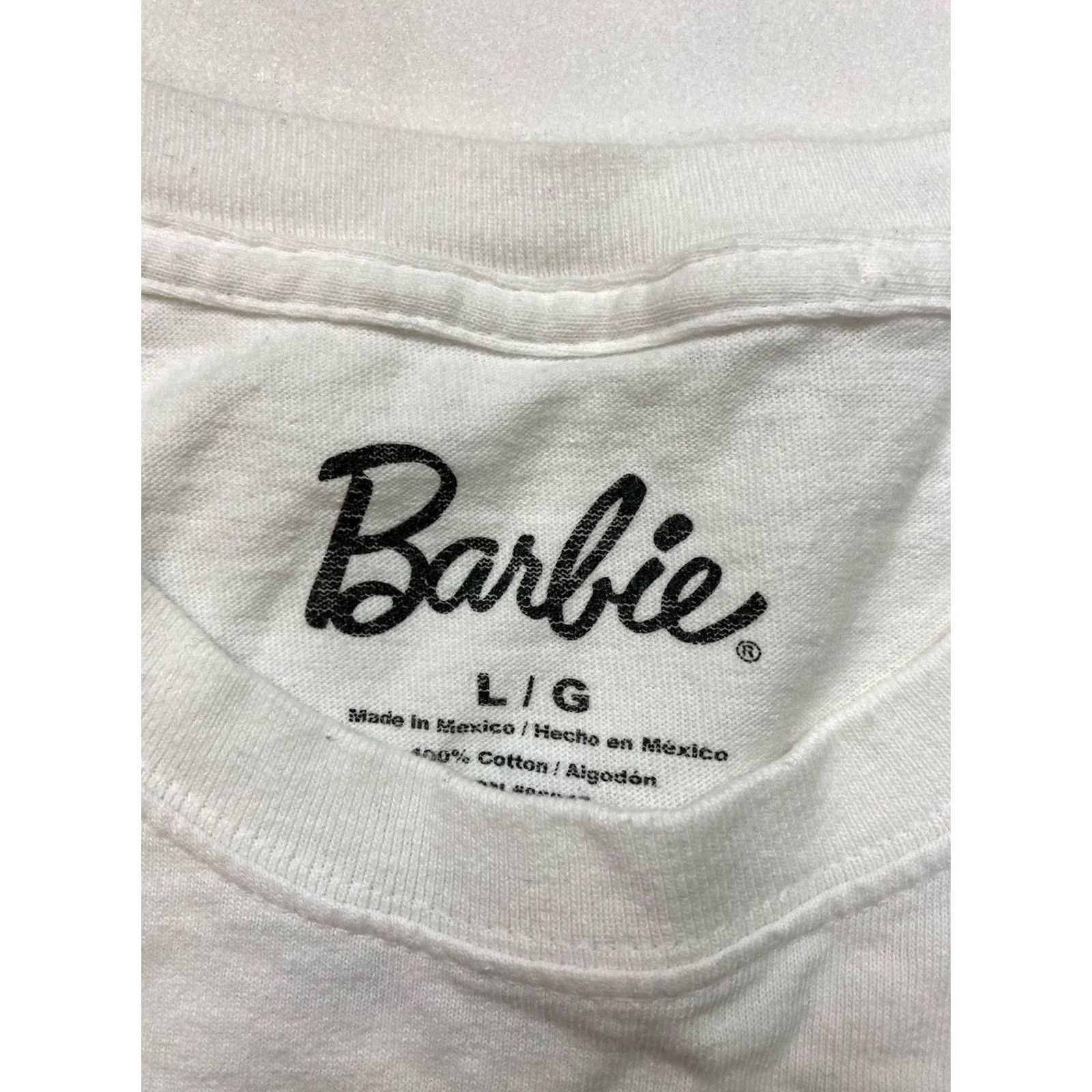 Vintage Barbie T-Shirt Men Large White Short Sleeve Art Graphic Print Logo Crew Neck Size US L / EU 52-54 / 3 - 5 Thumbnail