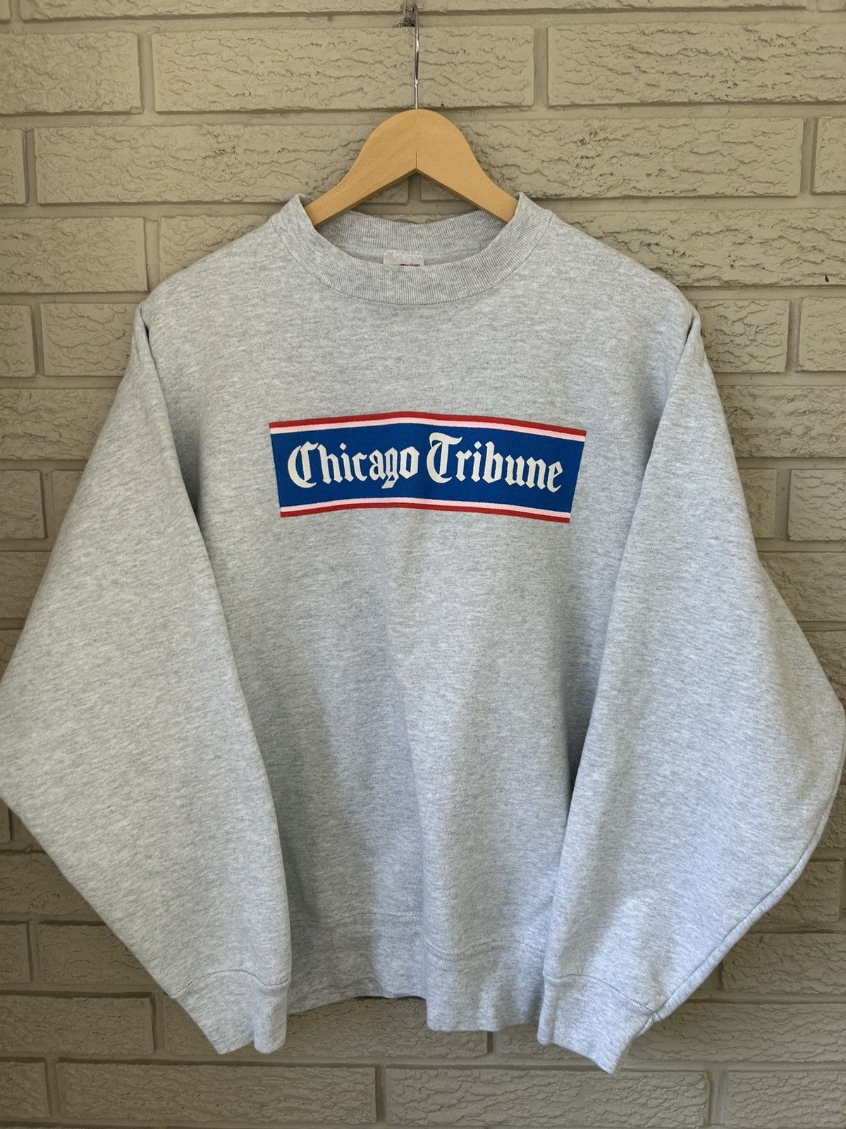 Vintage 90s Chicago Tribune Heavyweight Box Logo Crewneck