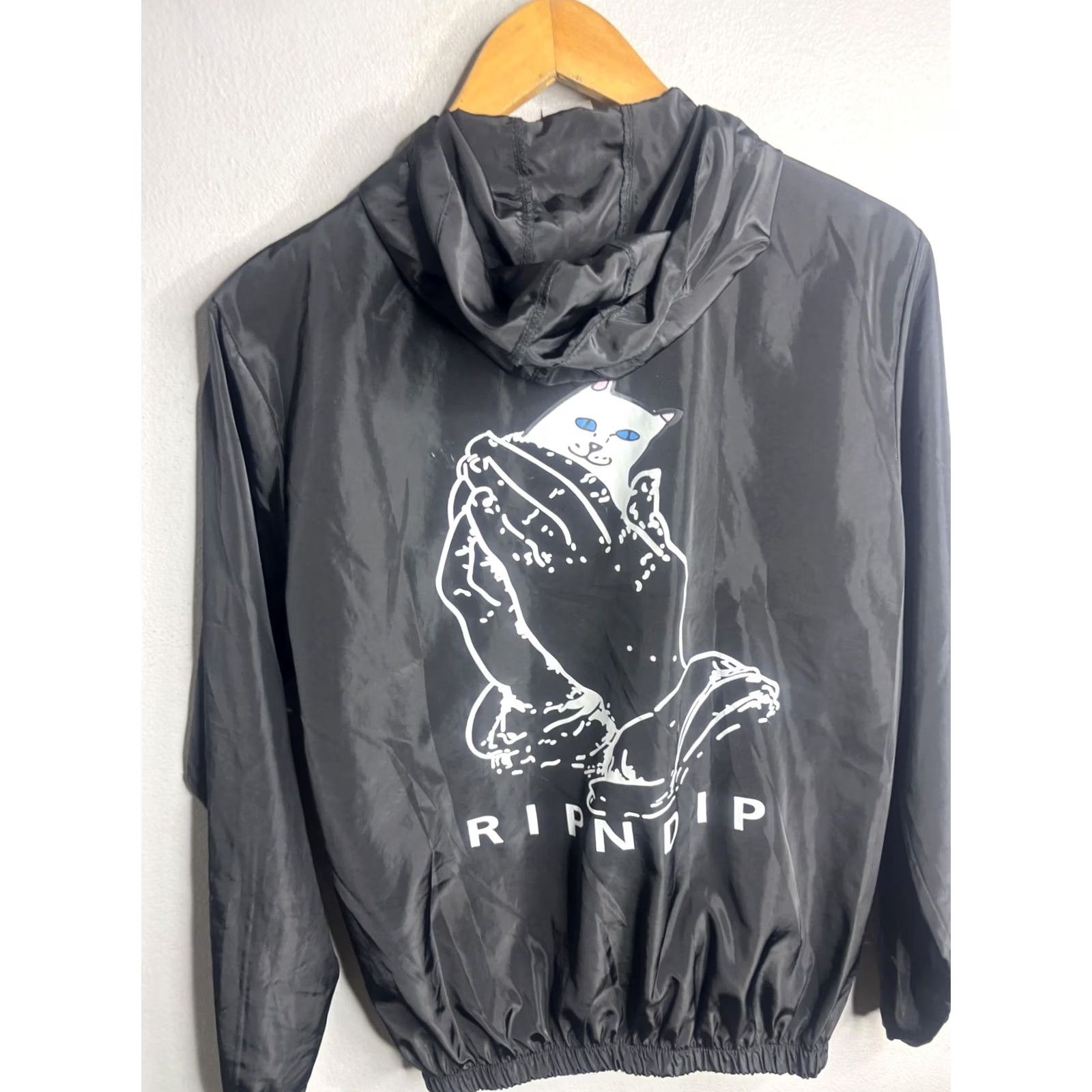 RIPNDIP RIPNDIP Jacket Mens Medium Black Hooded Windbreaker Zip Cat Graphic Skate Lightweight Casual Streetwear Size US M / EU 48-50 / 2 - 2 Thumbnail