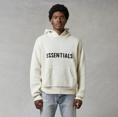 Fear Of God Off-white Wool Knit Hoodie In 107 Cream | ModeSens