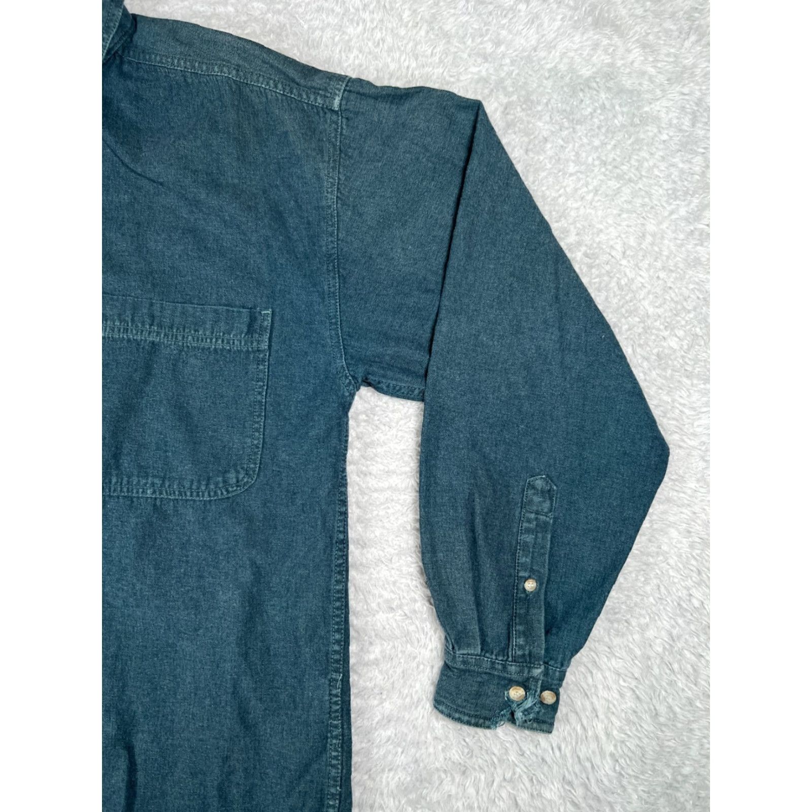 Anchor Blue Anchor Blue Denim Shirt Mens Medium Chambray Button-Up with Pockets 100% Cotton Vintage 90s Style Mens Apparel Size US M / EU 48-50 / 2 - 5 Thumbnail