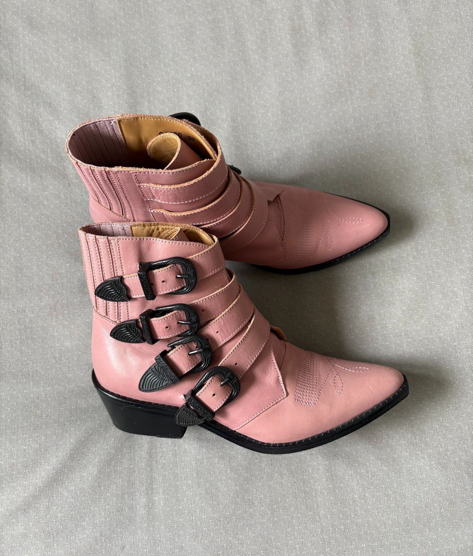 Toga Toga Pulla pink embroidered pointed lace-up boots Size US 6.5 / IT 36.5 - 4 Thumbnail