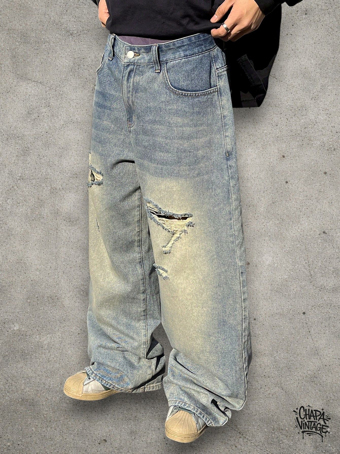 Vintage Distressed baggy jeans Size US 32 / EU 48 - 2 Thumbnail