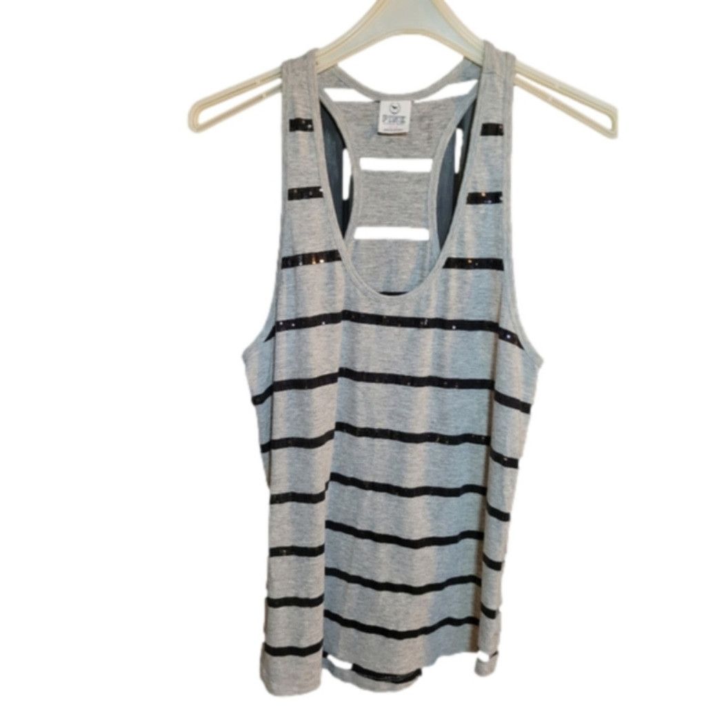 Pink PINK VS, black/gray stripes, tank top, guc, Size M Size M / US 6-8 / IT 42-44 - 1 Thumbnail