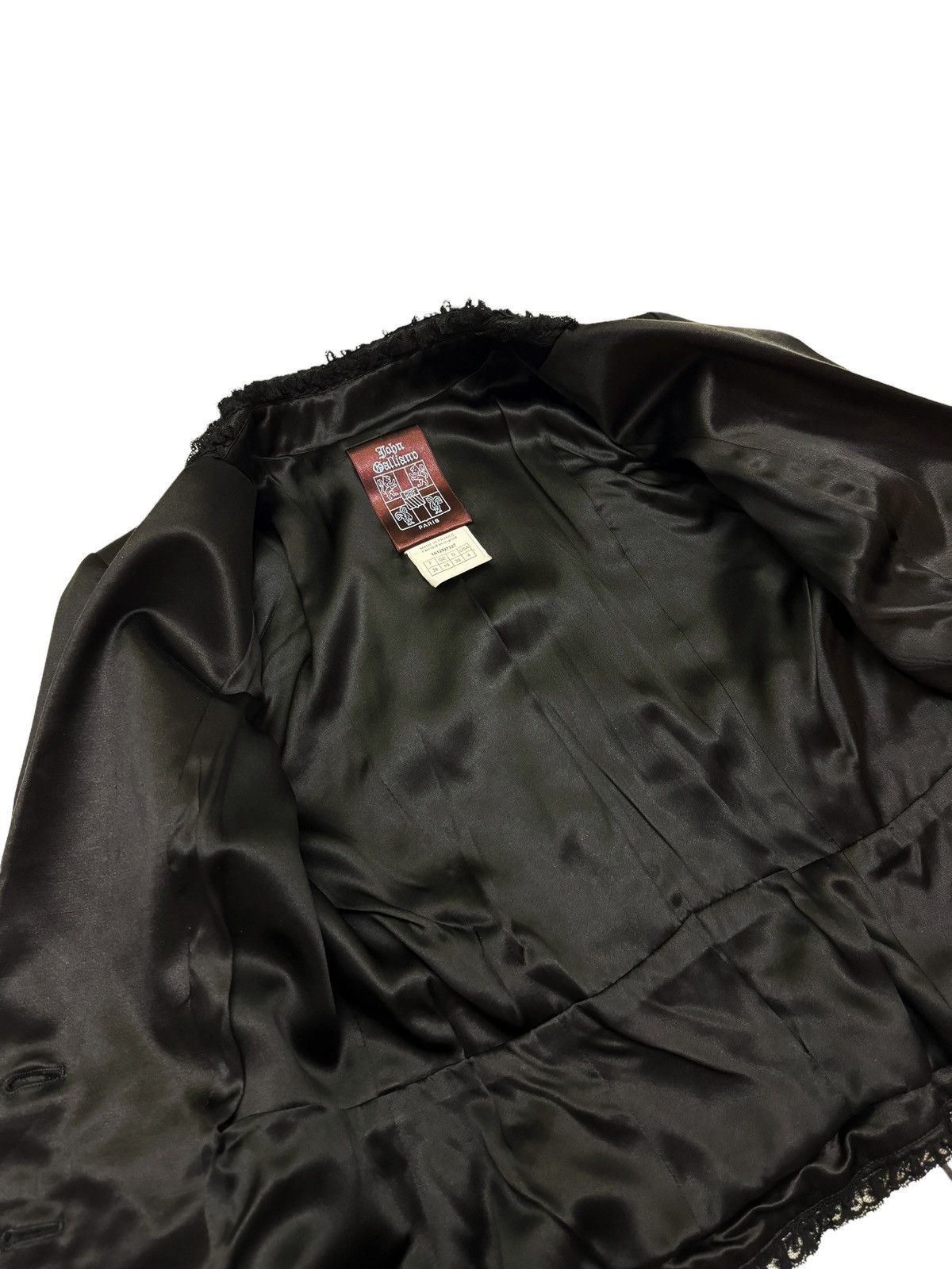 John Galliano 2001 Silk Satin Wool Frill Blazer Size S / US 4 / IT 40 - 9 Thumbnail