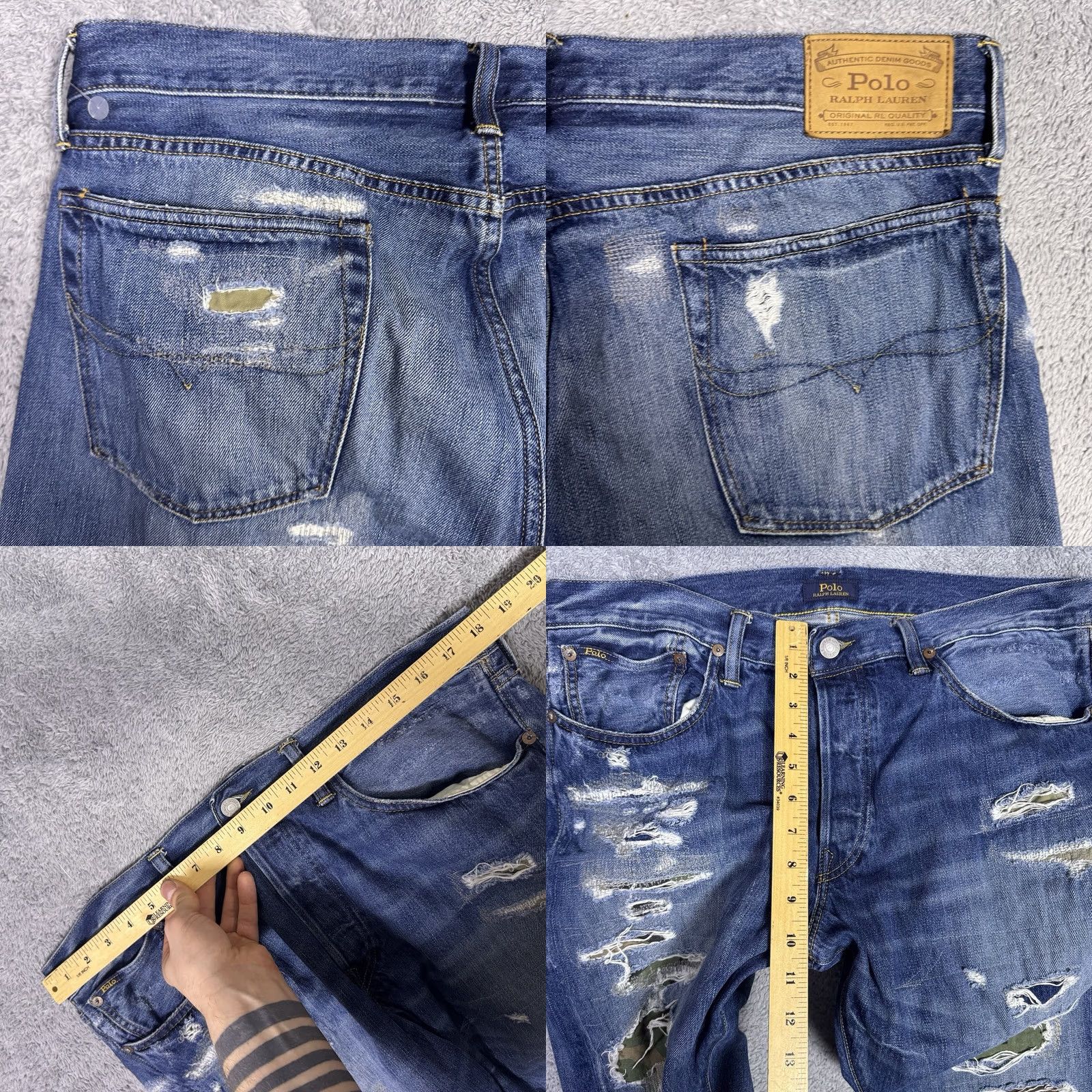 Polo Ralph Lauren Polo Ralph Lauren Jeans Mens 36x32 Sullivan Patchwork Camo Distressed Button Fly Jeans Size US M / EU 48-50 / 2 - 9 Thumbnail