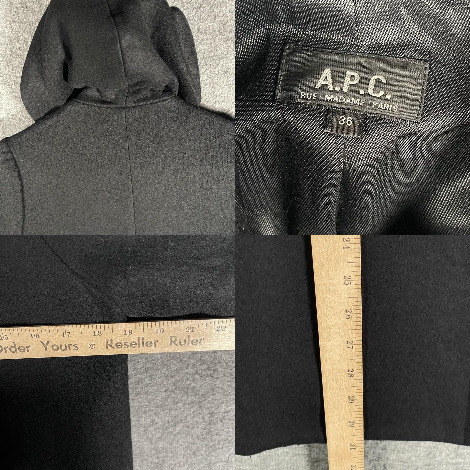 A.P.C. A.P.C. Coat Womens 36 Black Wool Cashmere Hooded Pea Coat Lined Poland Vintage No Size XS / US 0-2 / IT 36-38 - 8 Thumbnail