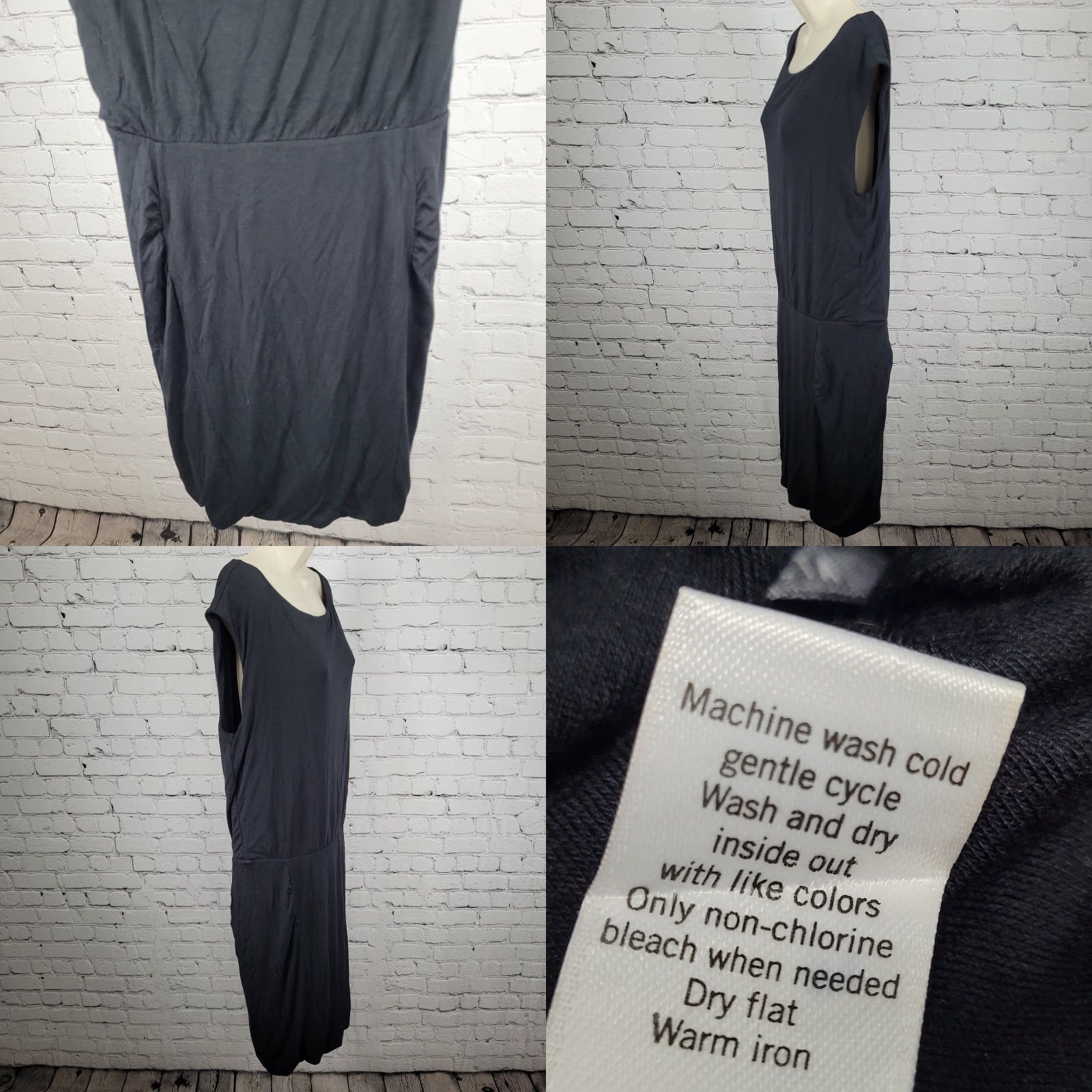 Athleta Athleta Dress Adult Size L Wool Blend Knit Short Sleeve Ruched Black - Womens Size L / US 10 / IT 46 - 8 Thumbnail