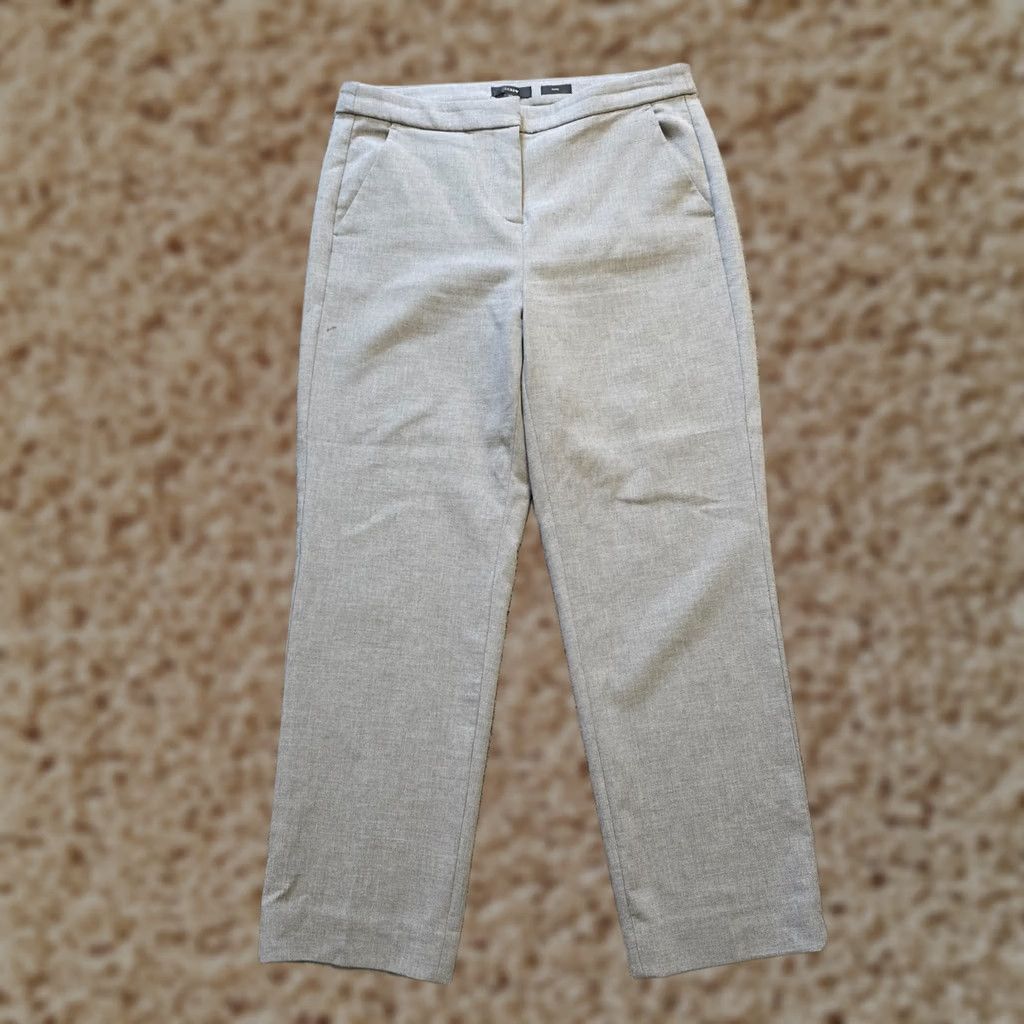 J.Crew J.CREW Pants Women Size 10 Gray Kate Cotton Blend Taper Flat Front Career Casual Pants Size 32" / US 10 / IT 46 - 1 Thumbnail
