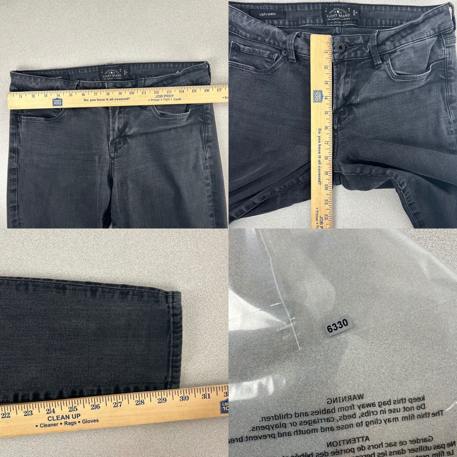 Lucky Brand Lucky Brand Lolita Skinny Jeans Women 10 Black Wash Denim 31x30 Slim Stretch Pockets Zip Button Cotton Polyester Spandex Size 32" / US 10 / IT 46 - 9 Thumbnail