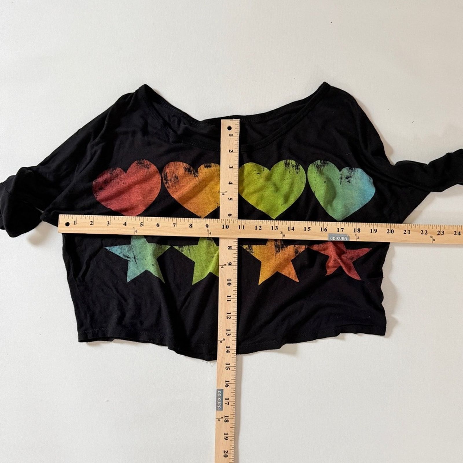 Other Umgee Rainbow hearts Graphic Tee Black Crop Top Off Shoulder Size S / US 4 / IT 40 - 5 Thumbnail