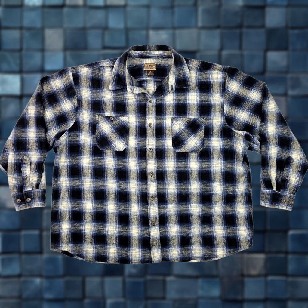 Vintage VINTAGE C. E. Schmidt Workwear Plaid Flannel Shirt Jacket Men 3XL Blue Cotton Size US XXL / EU 58 / 5 - 1 Thumbnail