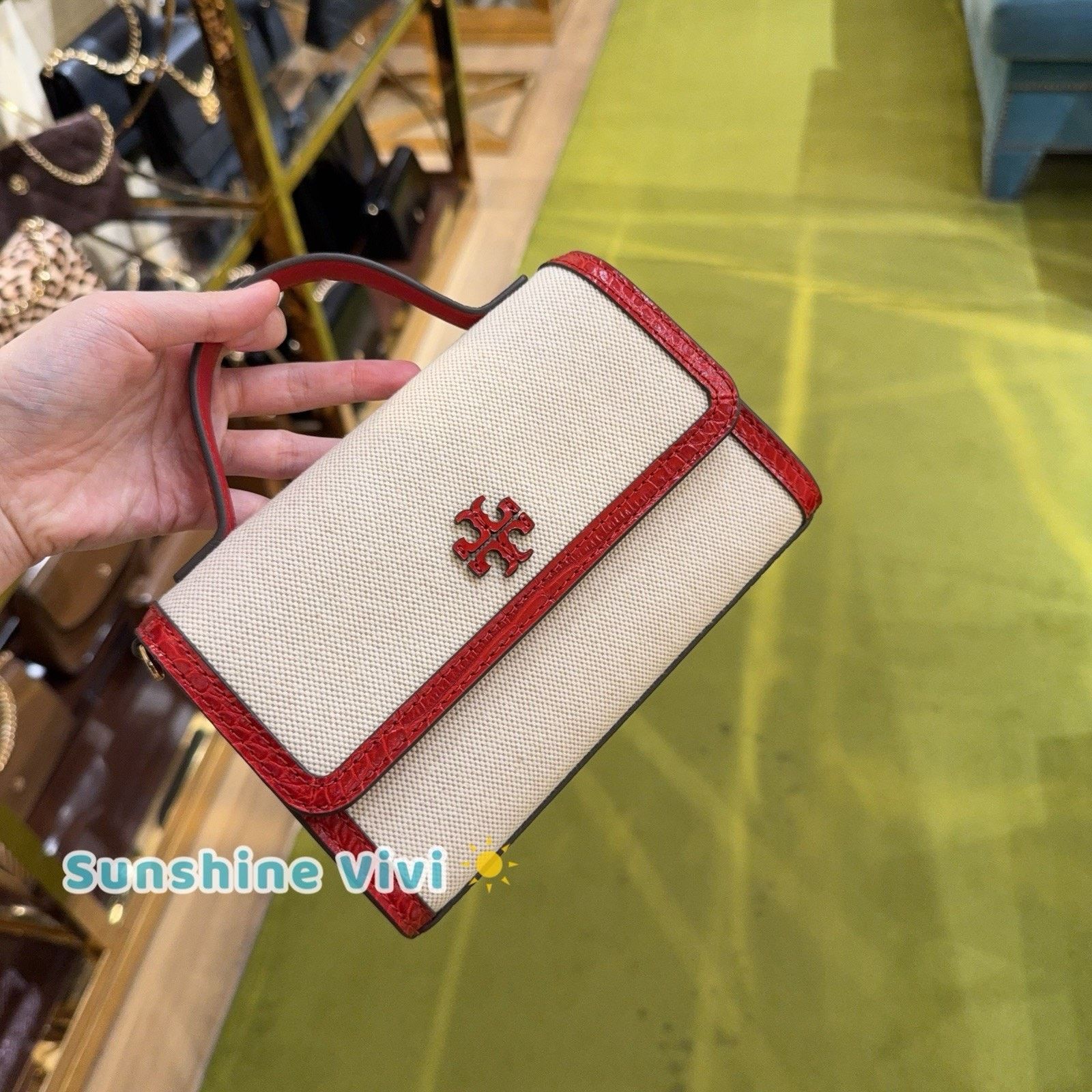 Tory Burch NWT Tory Burch EMERSON CANVAS MINI TOP HANDLE Canvas Red Sky Size ONE SIZE - 1 Thumbnail