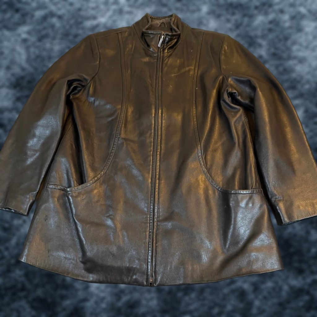 Worthington VINTAGE Worthington Black Genuine Lambskin Leather Full Zip Jacket Womens Size Large Size L / US 10 / IT 46 - 1 Thumbnail