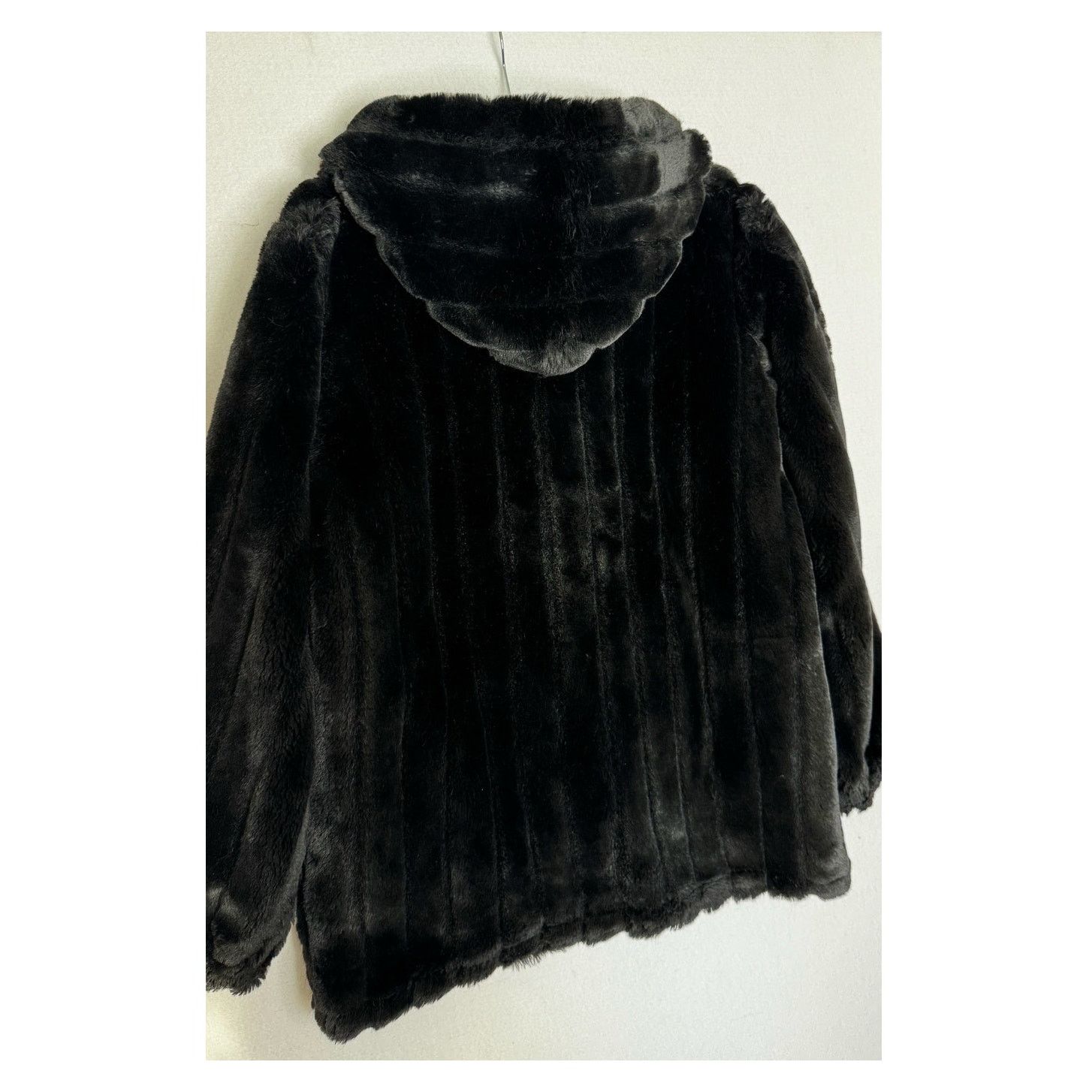 Vintage 1990s Komitor Reversible Silk Faux Fur Hooded Coat Medium Size M / US 6-8 / IT 42-44 - 4 Thumbnail