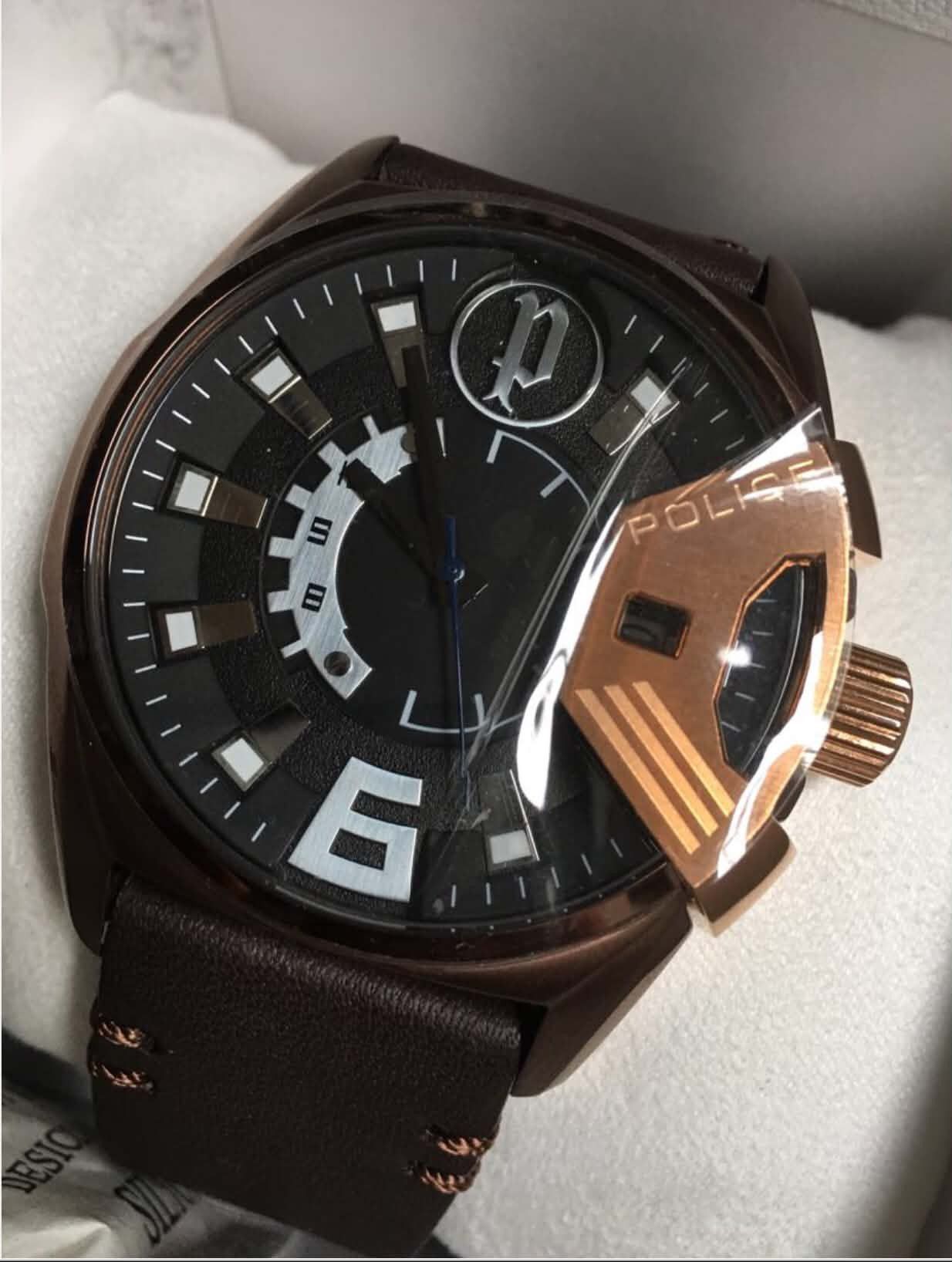 Other Police Stainless Steel DB Leather Strap / Rose Gold Bezel Size ONE SIZE - 1 Thumbnail