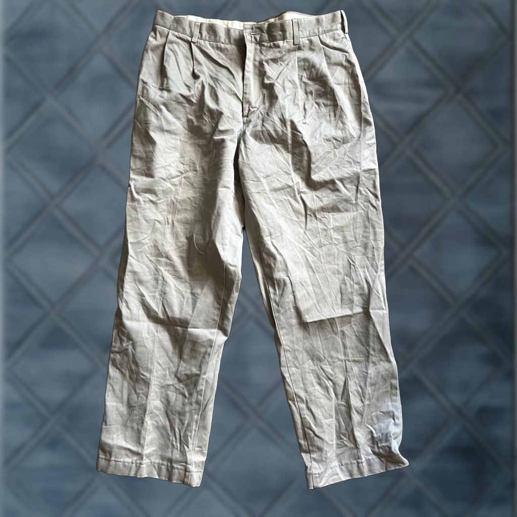 Lands' End VINTAGE Lands' End Men’s Pants Tapered Leg Size 34x29 Gray Pleated Canvas Men’s Clothing Size US 34 / EU 50 - 1 Thumbnail
