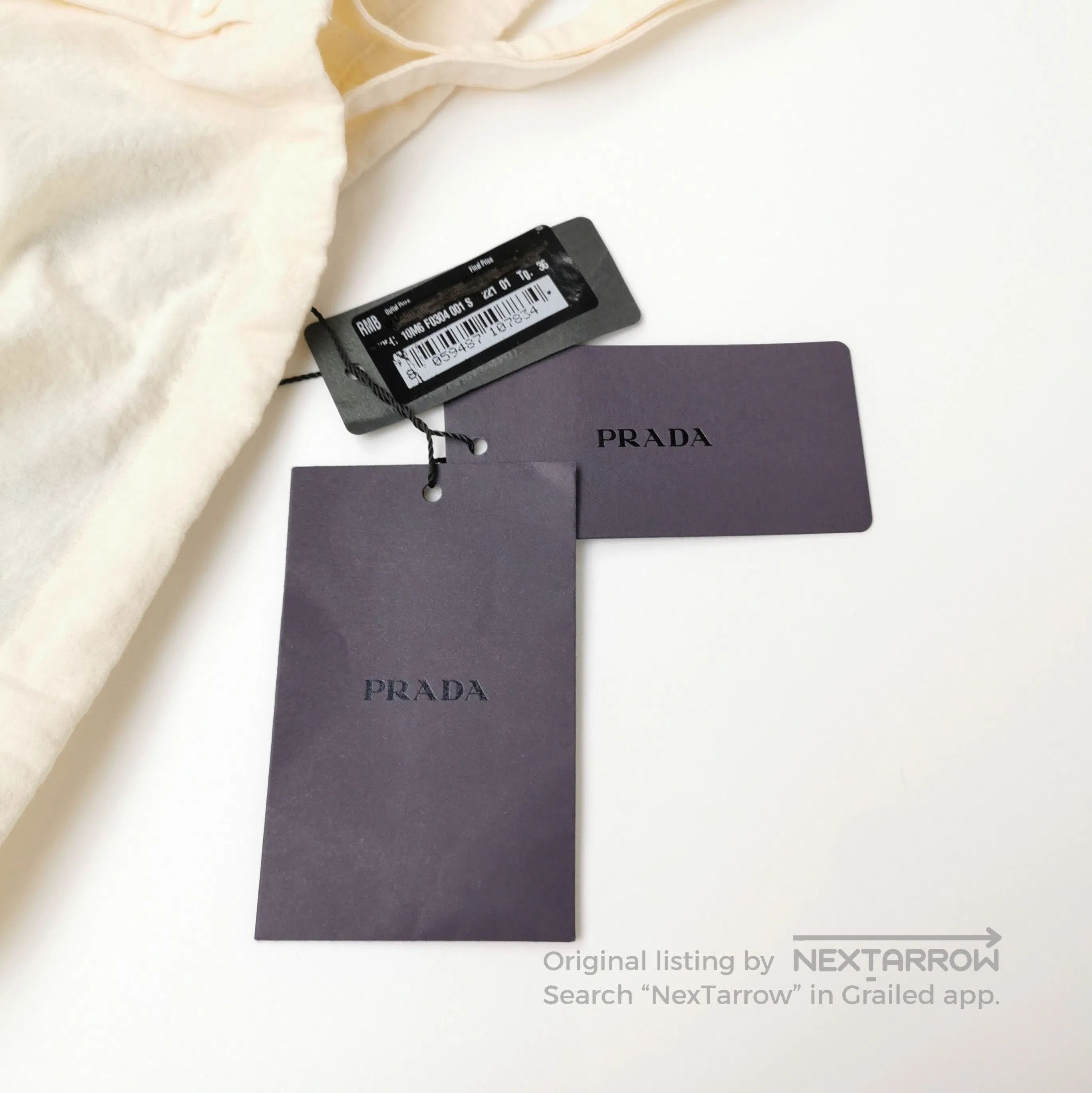 Prada Prada Cotton Logo Shorts in Cream . Size 35" - 3 Thumbnail