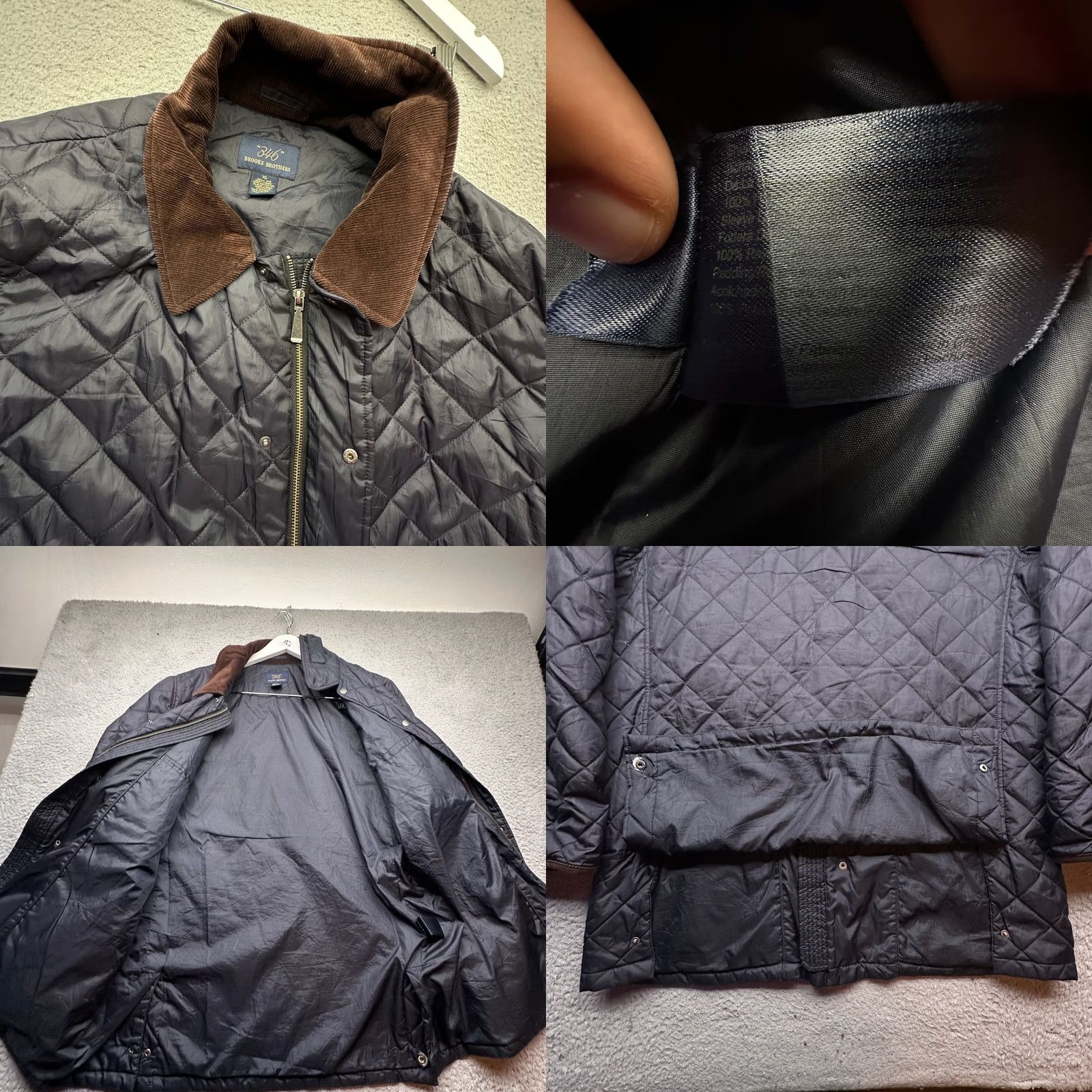 Brooks Brothers Brooks Brothers Diamond Quilted Walking Coat Mens XL Navy Blue Corduroy Zip Full Zip Overcoat Coat Mens XL Navy Blue Size US XL / EU 56 / 4 - 8 Thumbnail