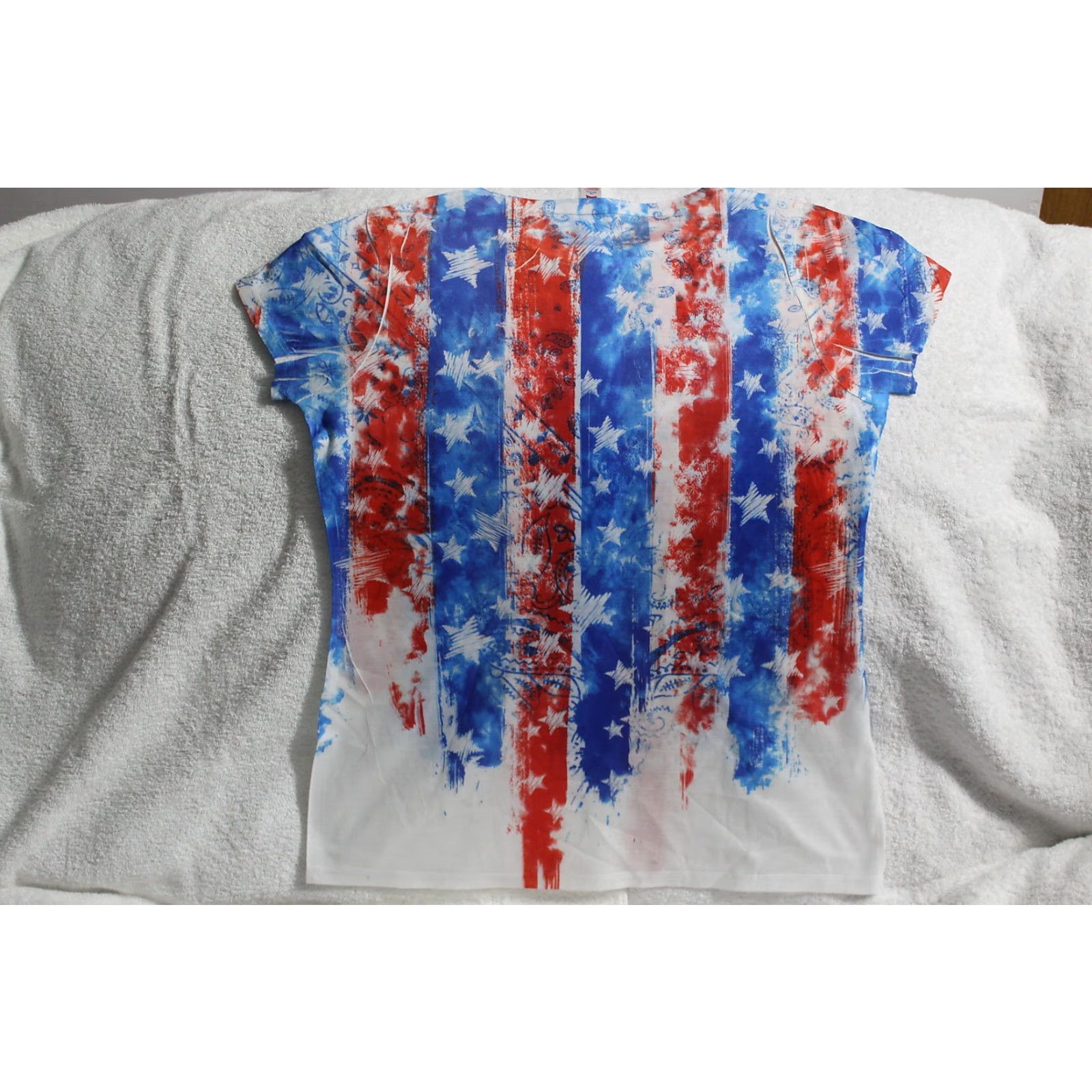 Vintage AMERICAN FLAG INDEPENDENCE DAY TIE DYE LOOK USA WOMEN T-SHIRT Size M / US 6-8 / IT 42-44 - 3 Thumbnail