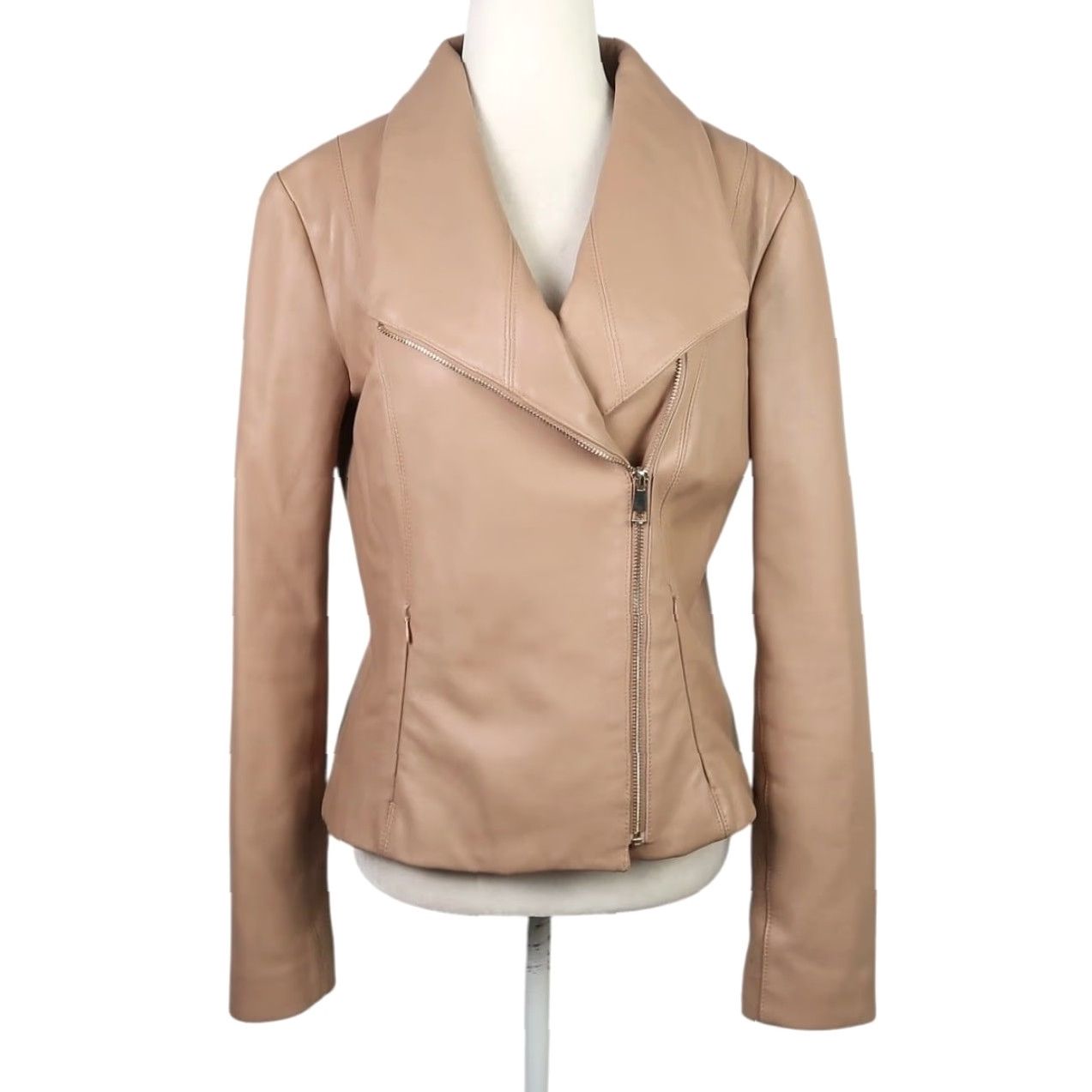 Vintage Wilsons Leather Moto Jacket Tan Leather Zip Front Small Womens Jacket Short Casual Fall Spring zip front moto jacket tan leather small womens Size S / US 4 / IT 40 - 2 Thumbnail