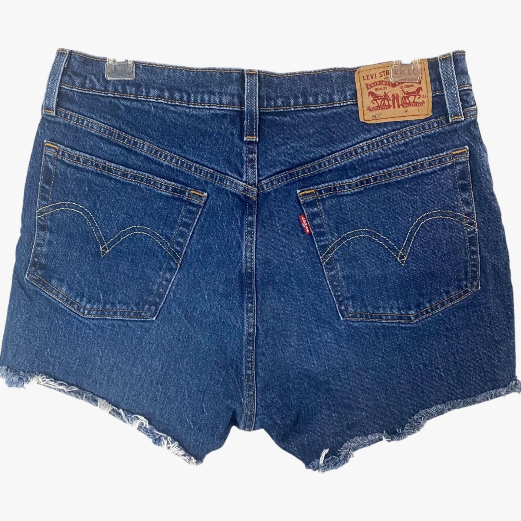 Levi's Levis 501 Button Fly Jean Shorts Womens Size 30 Blue Denim Medium Wash Raw Hem Size 30" / US 8 / IT 44 - 4 Thumbnail