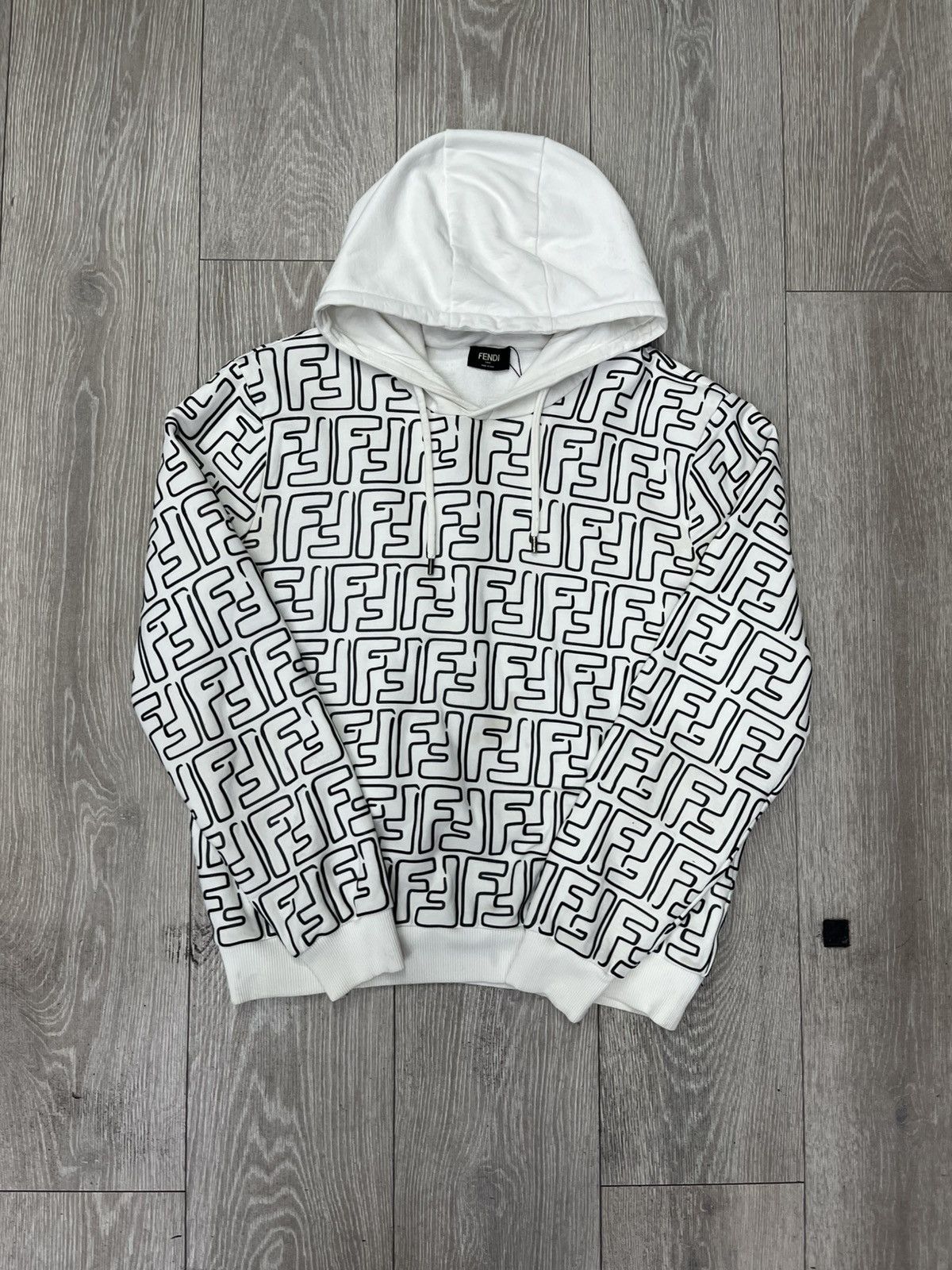 Fendi Fendi Double F Print White Black Hoodie Size US L / EU 52-54 / 3 - 1 Thumbnail