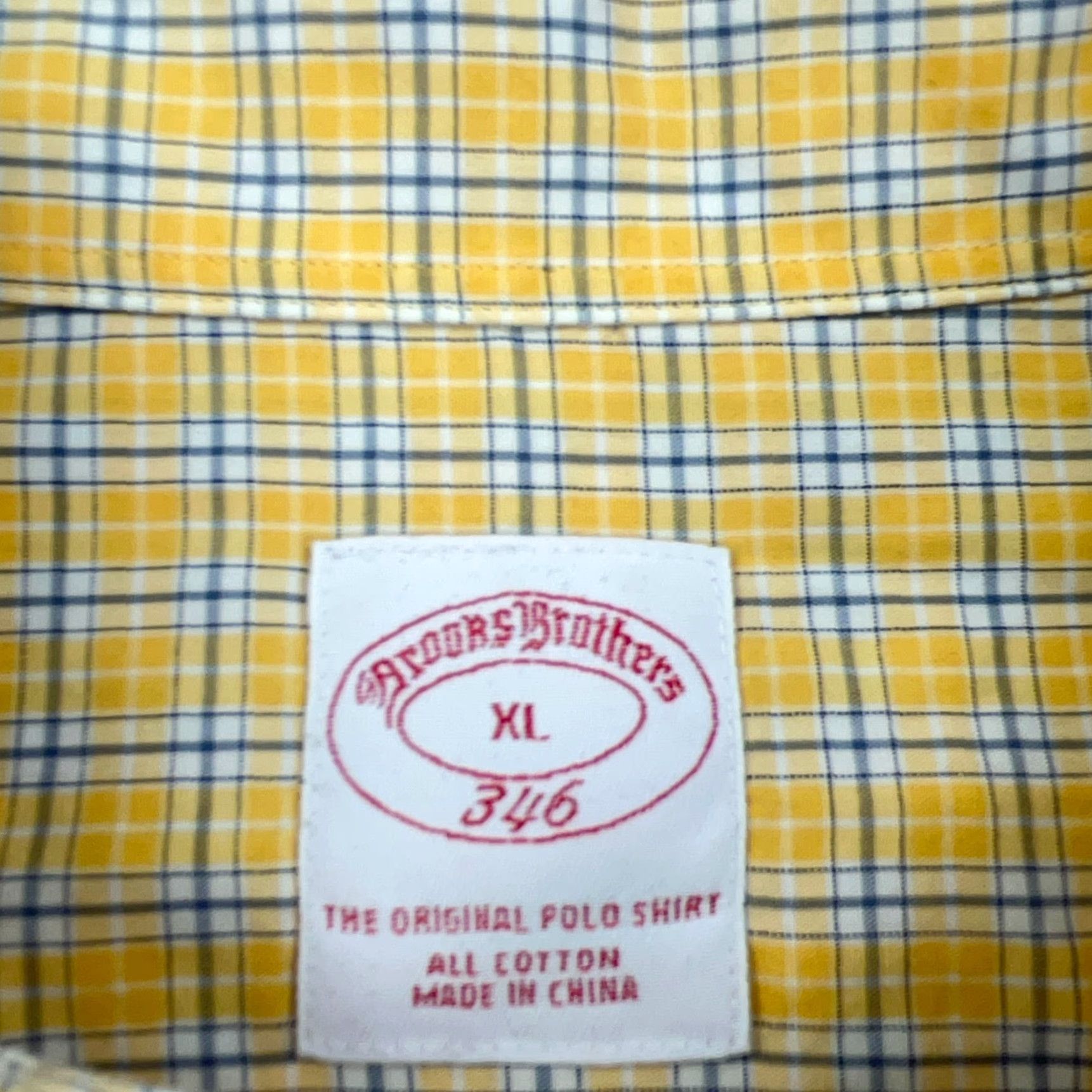 Brooks Brothers Brooks Brothers Shirt Men XL Yellow Blue Plaid Button-Up Casual Dress 346 Poplin Size 46R - 6 Thumbnail