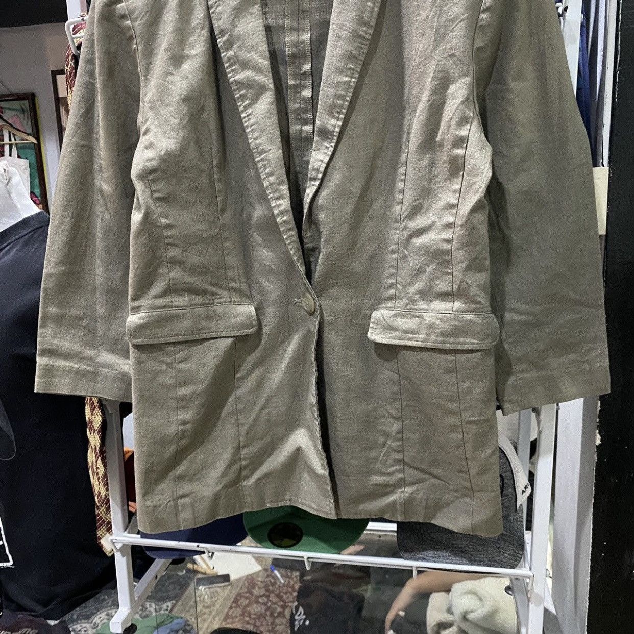 Montagut Vintage Olivier Montagut Paris Earth Tone Linen Blend Blazer Size US M / EU 48-50 / 2 - 4 Thumbnail