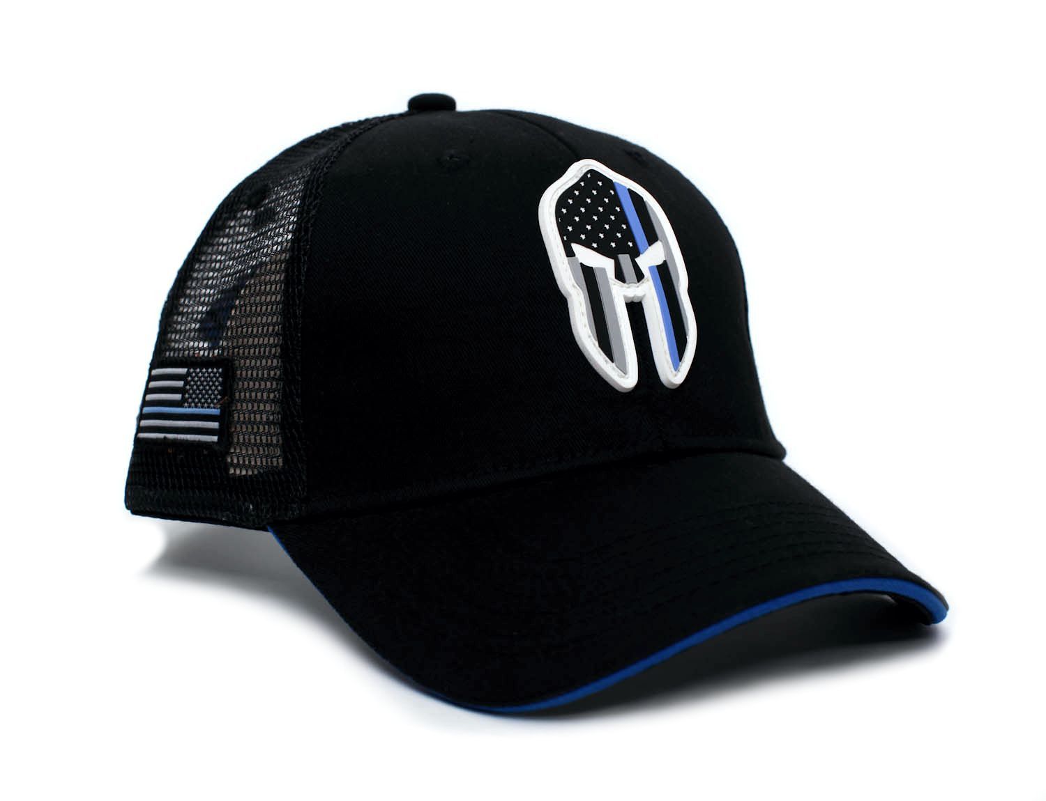 Other Thin Blue Line PVC Spartan Skull Hat Truckers Cap Black Size ONE SIZE - 3 Thumbnail