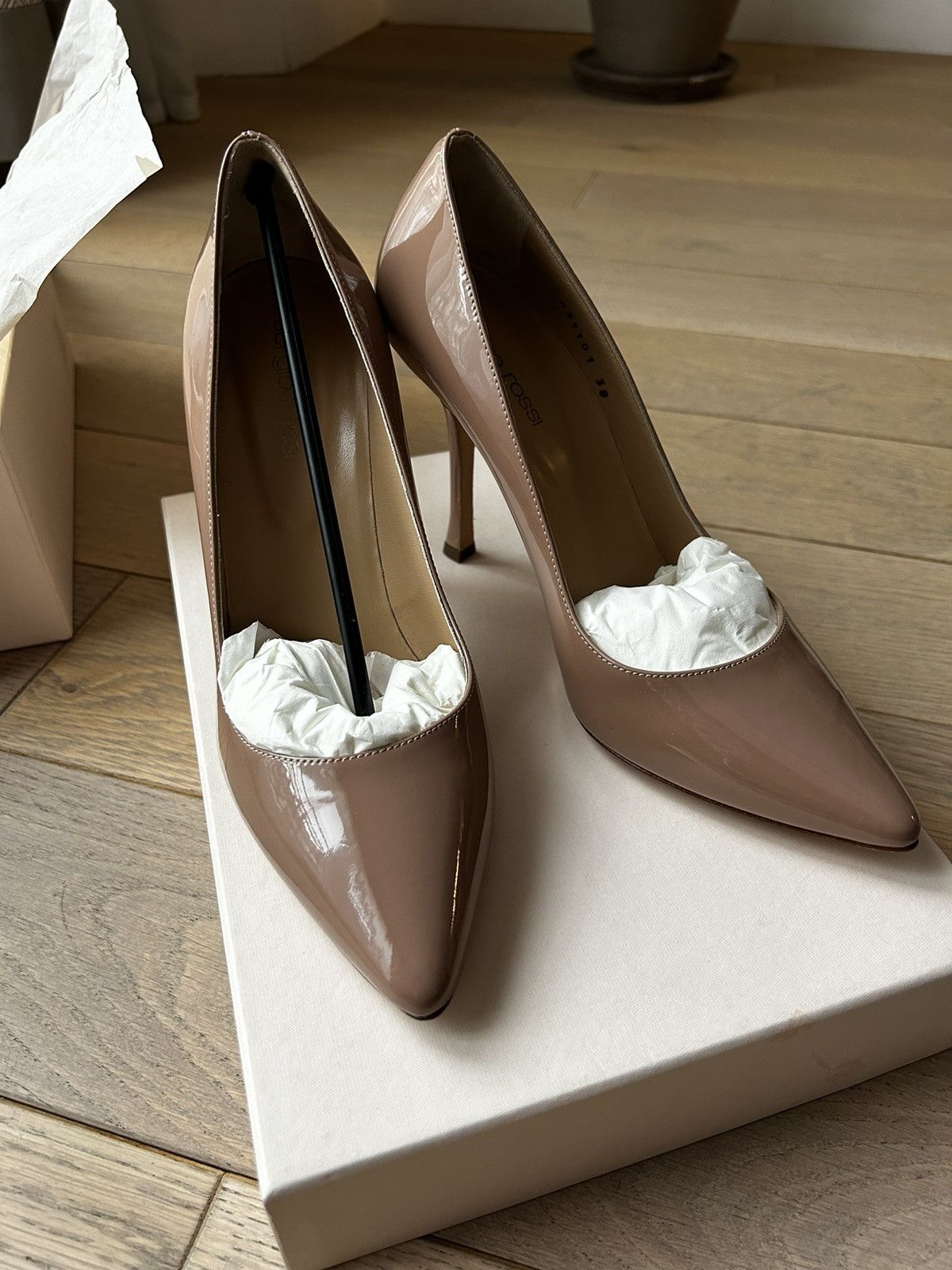 image of Nude Sergio Rossi Stiletto Heel Shoes in Beige, Women's (Size 7)