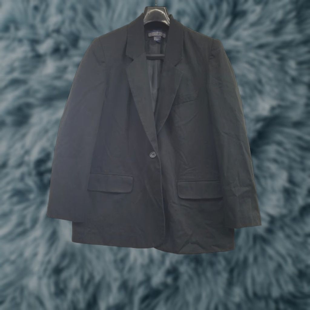 Vintage VINTAGE Herman Geist Blazer Jacket Women Size 10 Black Cotton One Button Jacket Women 10 Black Vintage Size L / US 10 / IT 46 - 1 Thumbnail