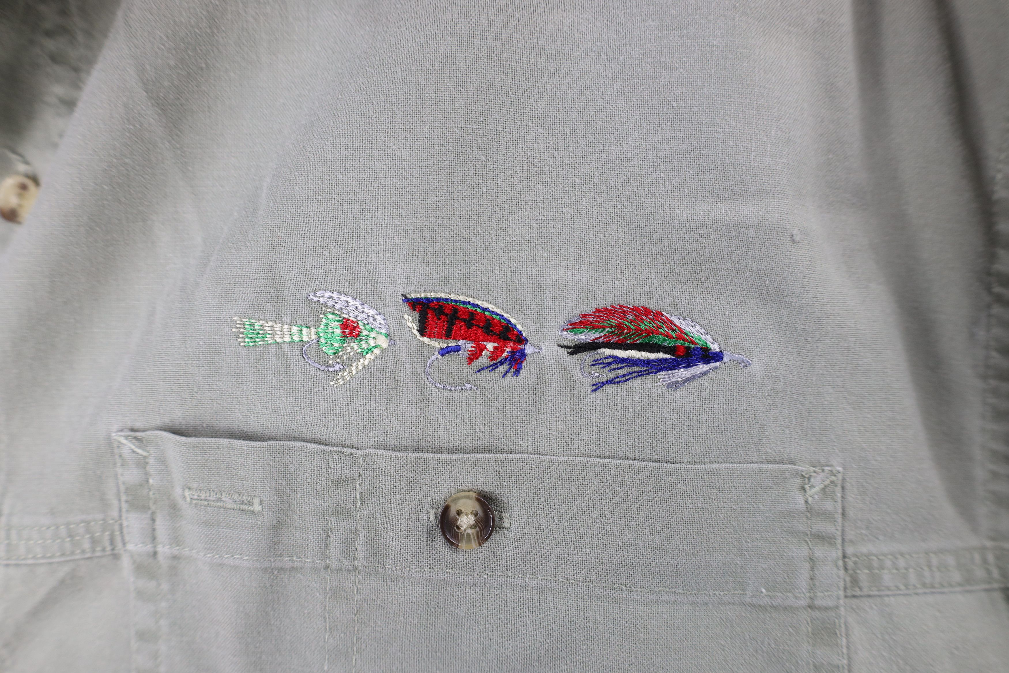 Vintage Vintage 90s Streetwear Stonewash Flyfishing Button Shirt Size US L / EU 52-54 / 3 - 4 Thumbnail
