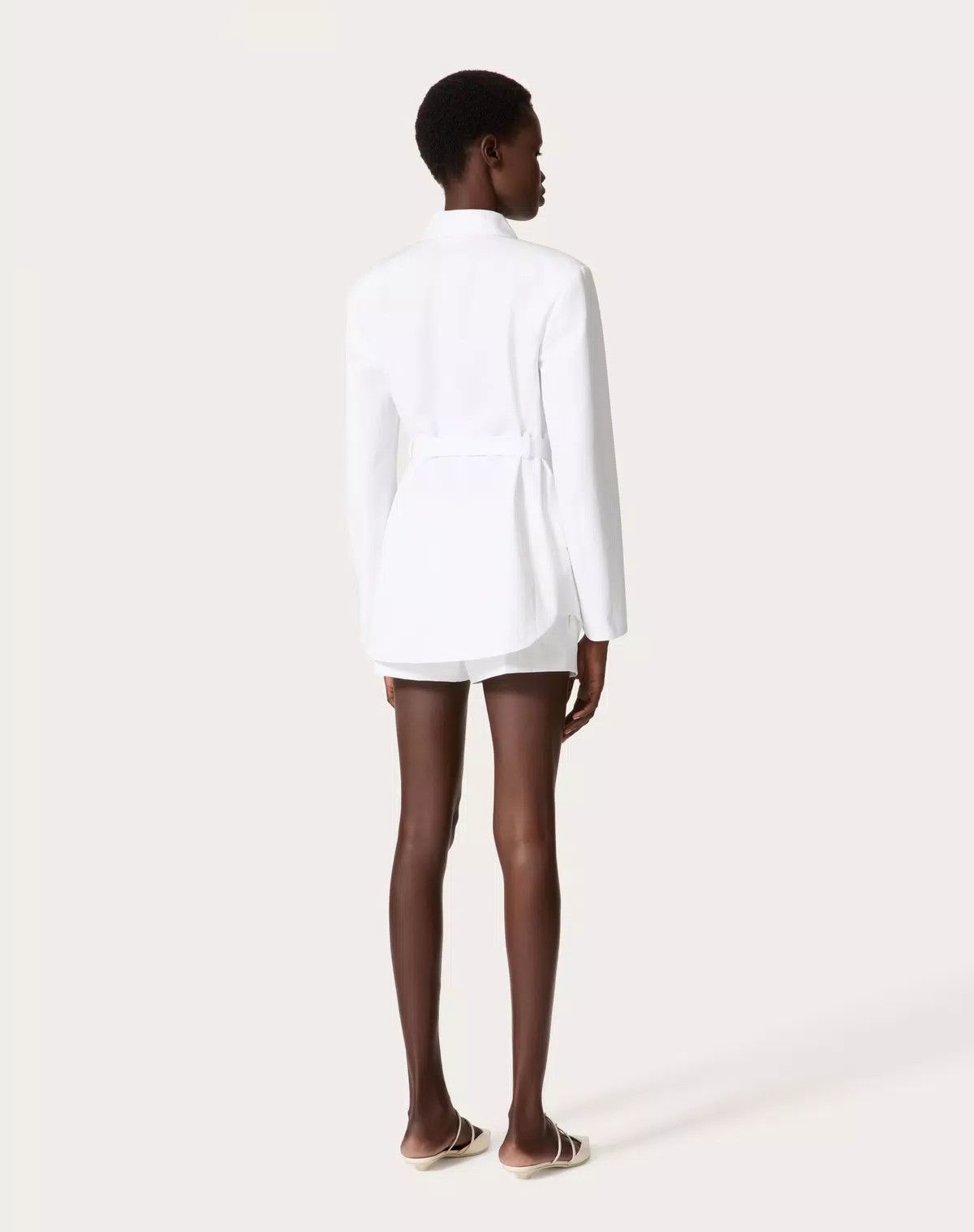 Valentino o1s1wg110625 Compact Popeline Pea Coat in White Size S / US 4 / IT 40 - 5 Thumbnail