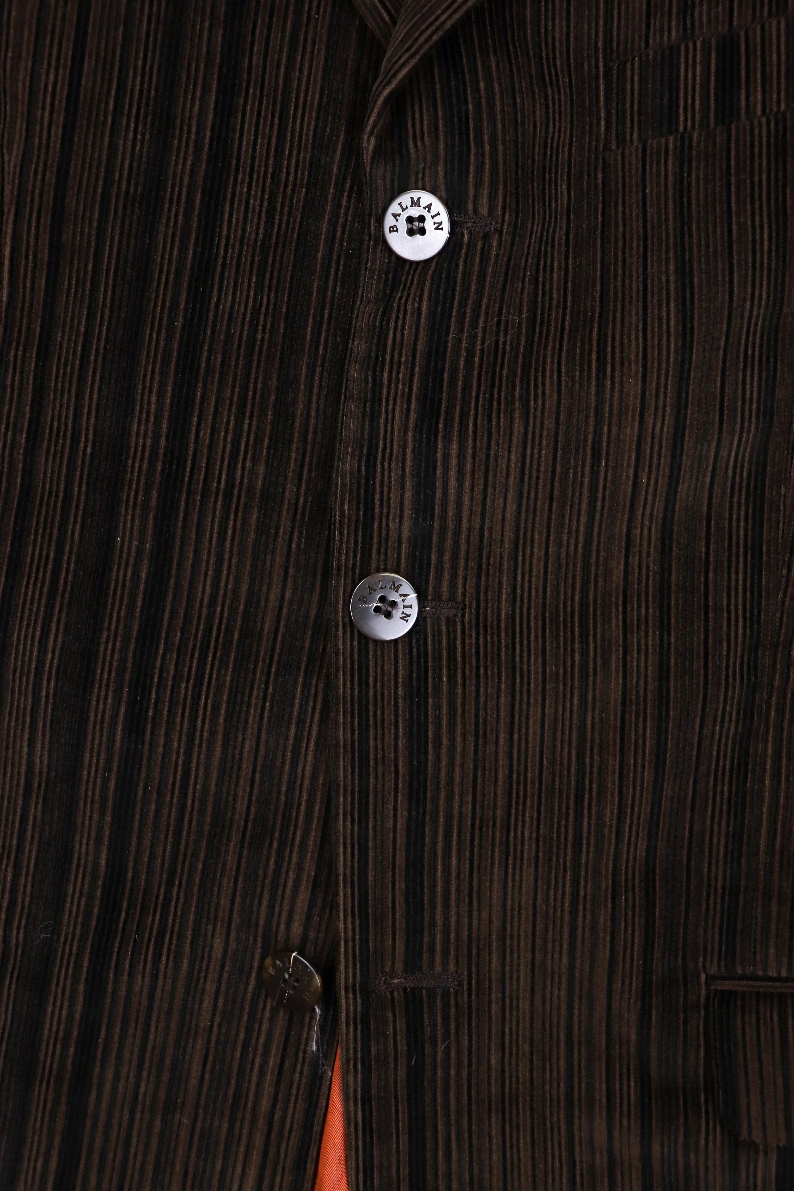 Balmain Balmain Vintage Striped Brown Corduroy Cotton Blazer Jacket Size US L / EU 52-54 / 3 - 6 Thumbnail