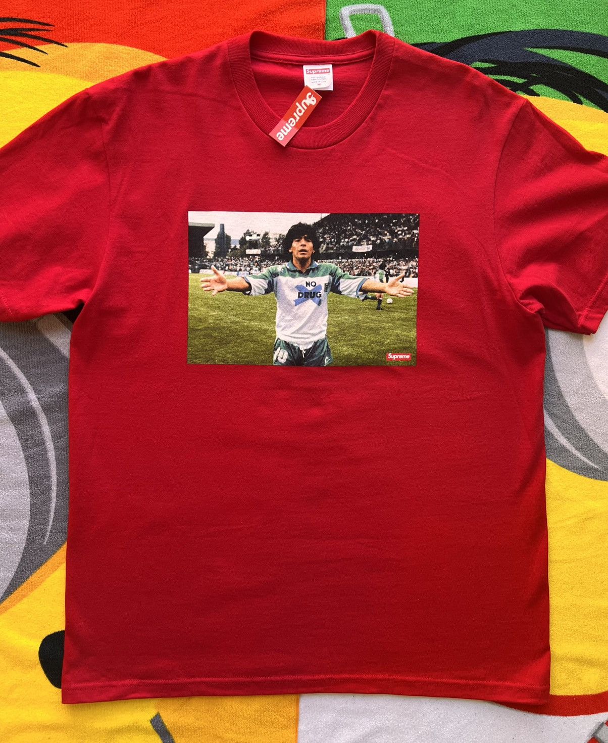 Supreme M Supreme Maradona Tee Red T-shirt football diego drugs new Size US M / EU 48-50 / 2 - 8 Thumbnail