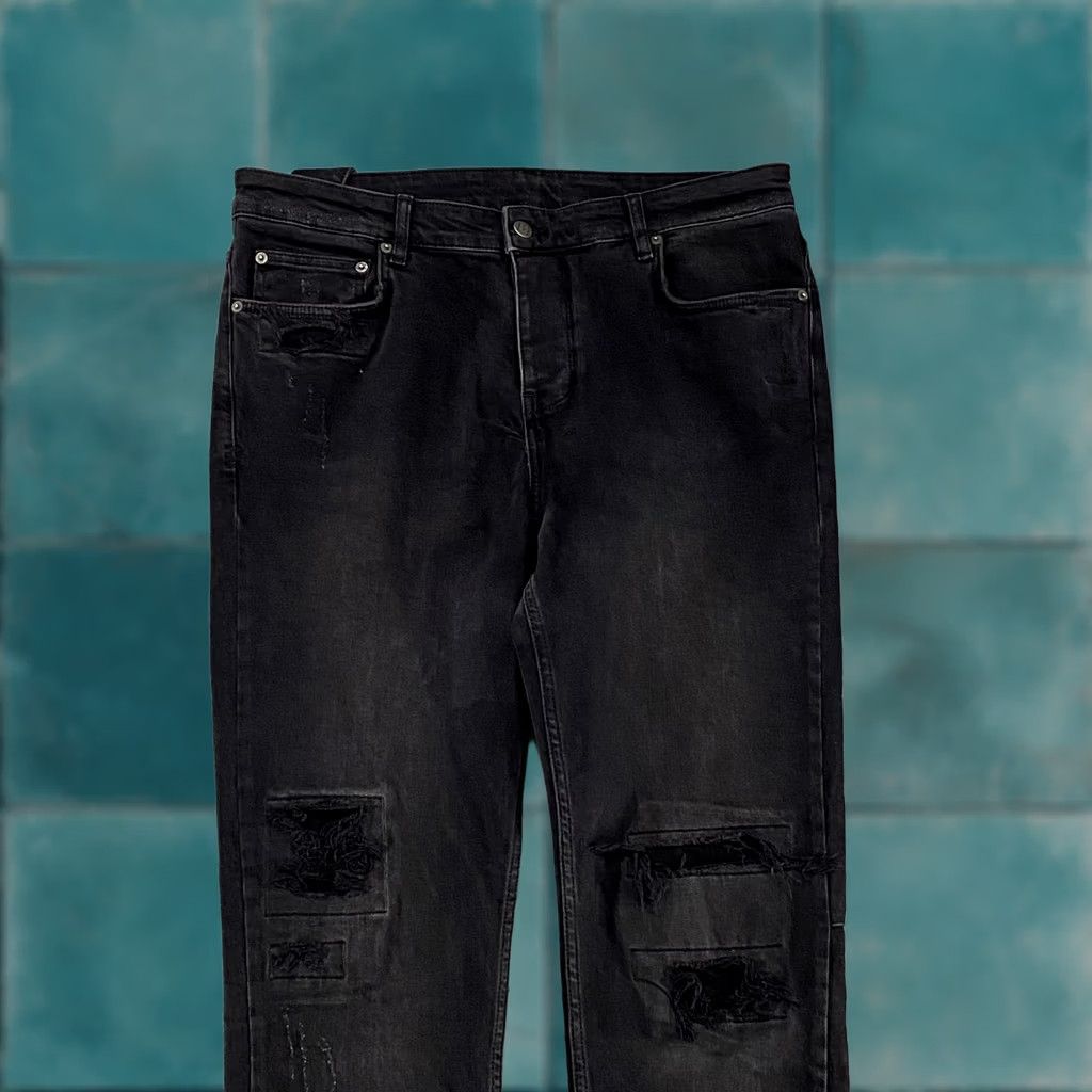 Ksubi Ksubi Jeans Mens 36 Black Distressed Skinny Straight Stretch Denim Button Fly Jeans Size US 36 / EU 52 - 1 Thumbnail