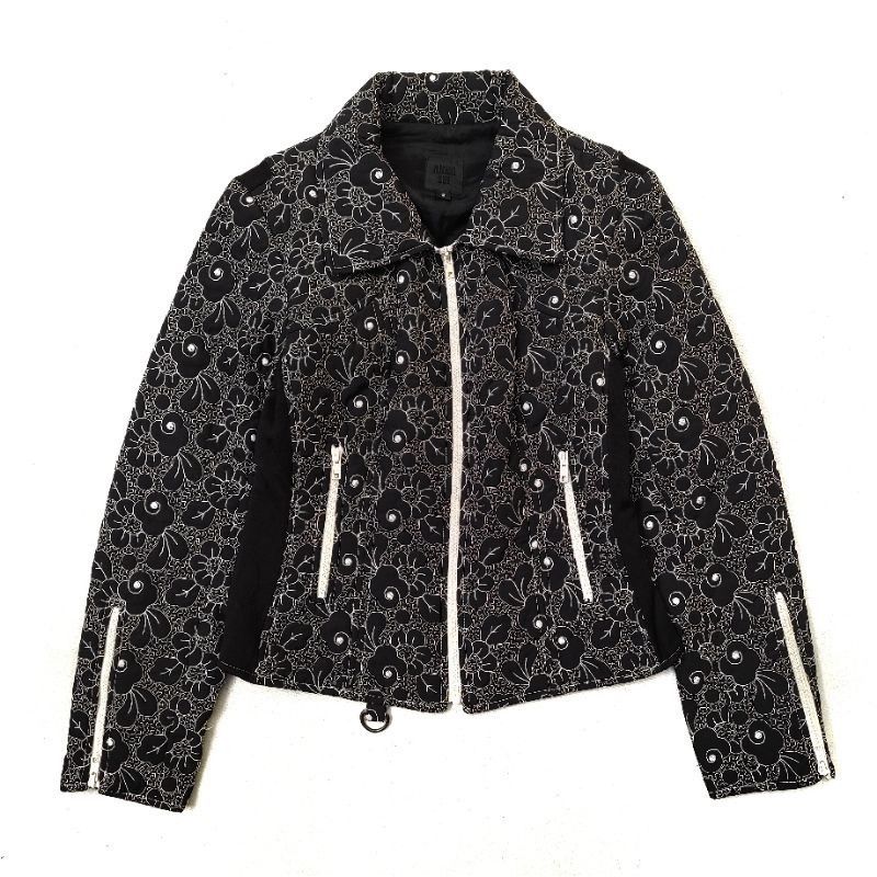 90's Vintage Anna Sui Women’s Black Zipper Jacket