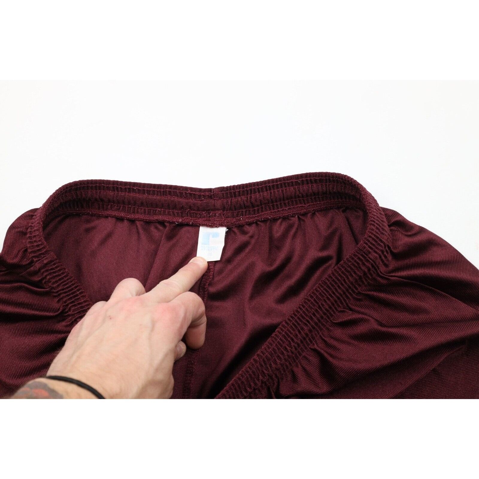 Russell Athletic × Vintage Vintage 90s Russell Athletic Distressed Silky Gym Shorts Size US 40 / EU 56 - 8 Thumbnail