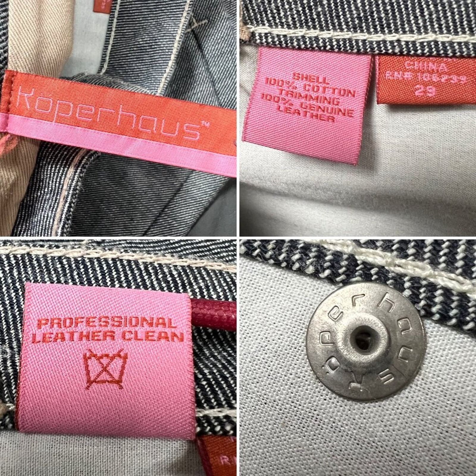 Other Koperhaus Gray Leather Detail Jeans Size 29 Straight Denim Size 29" - 3 Thumbnail