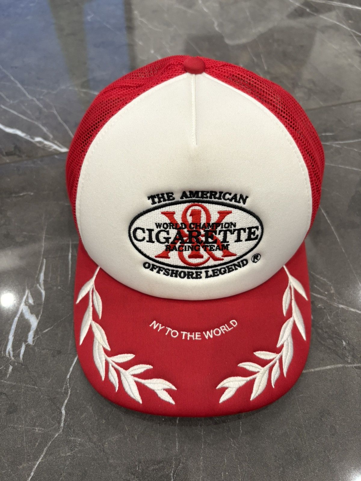 Kith Cigarette Racing Team Trucker Mesh SnapBack Hat Red
