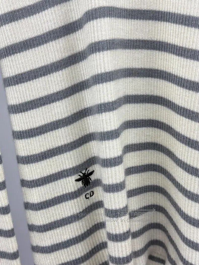 Dior Dior Gray-white striped sweater with long sleeves Size S / US 4 / IT 40 - 2 Thumbnail